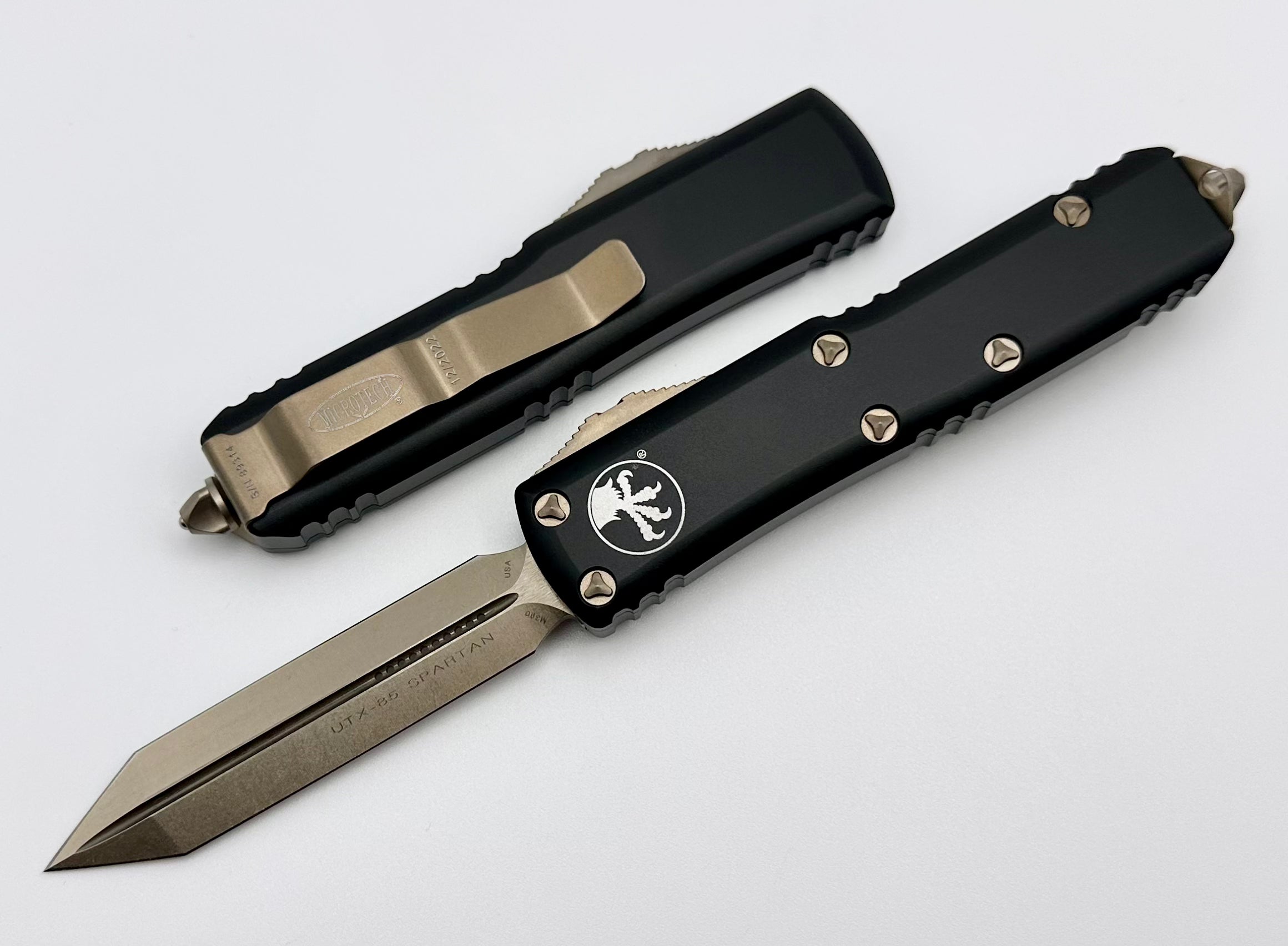 Microtech UTX-85 Spartan Bronze & Black EDC Knife - Ultimate Precision