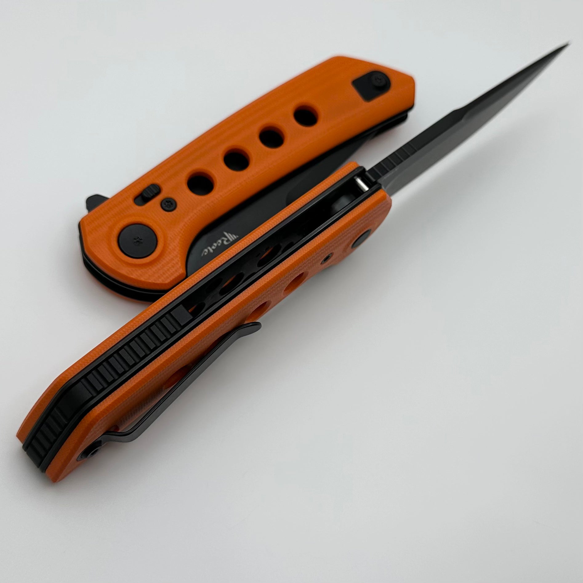 Reate Knives PL-XF Premium Folding Knife - Orange G-10 Handles & PVD Nitro-V Blade