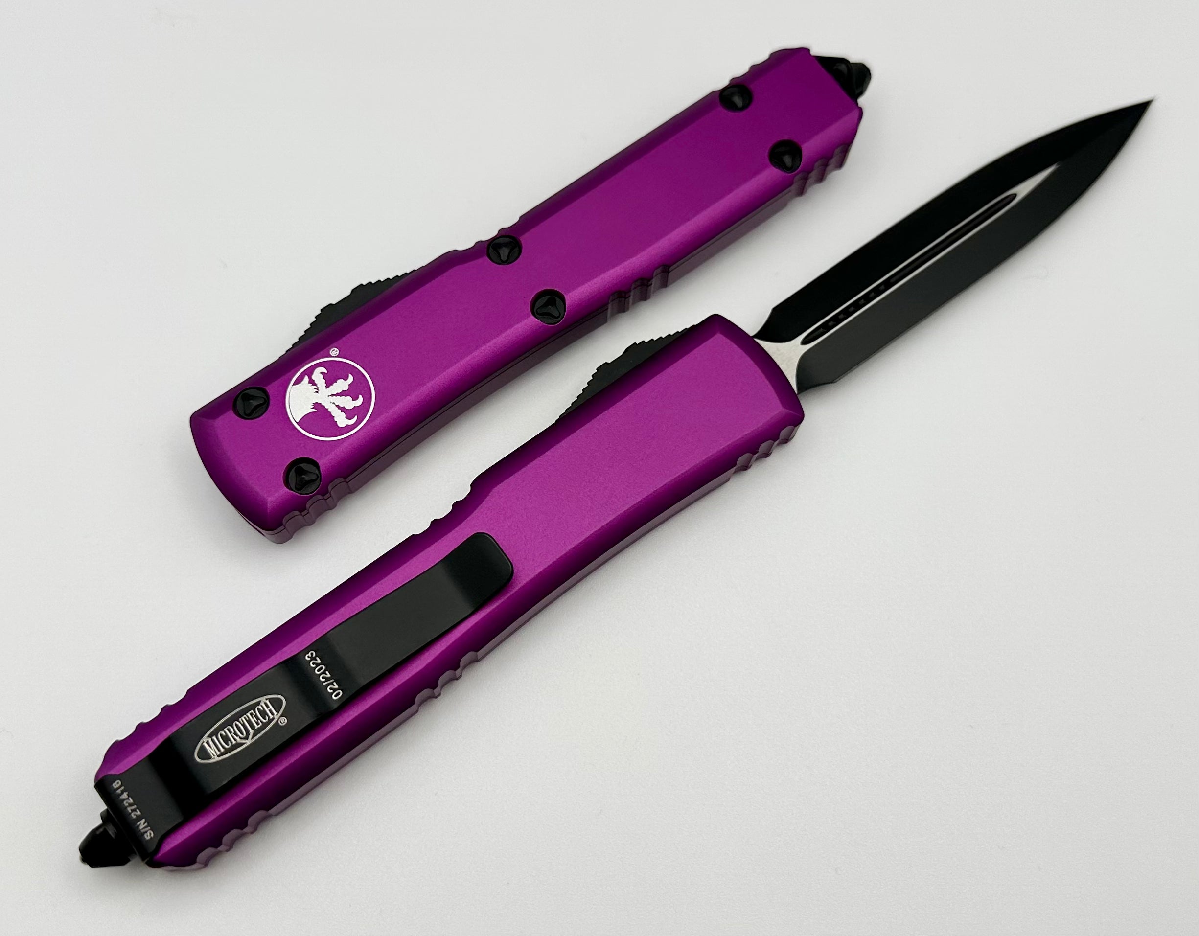 Premium Microtech Ultratech Black Double Edge & Violet OTF Knife