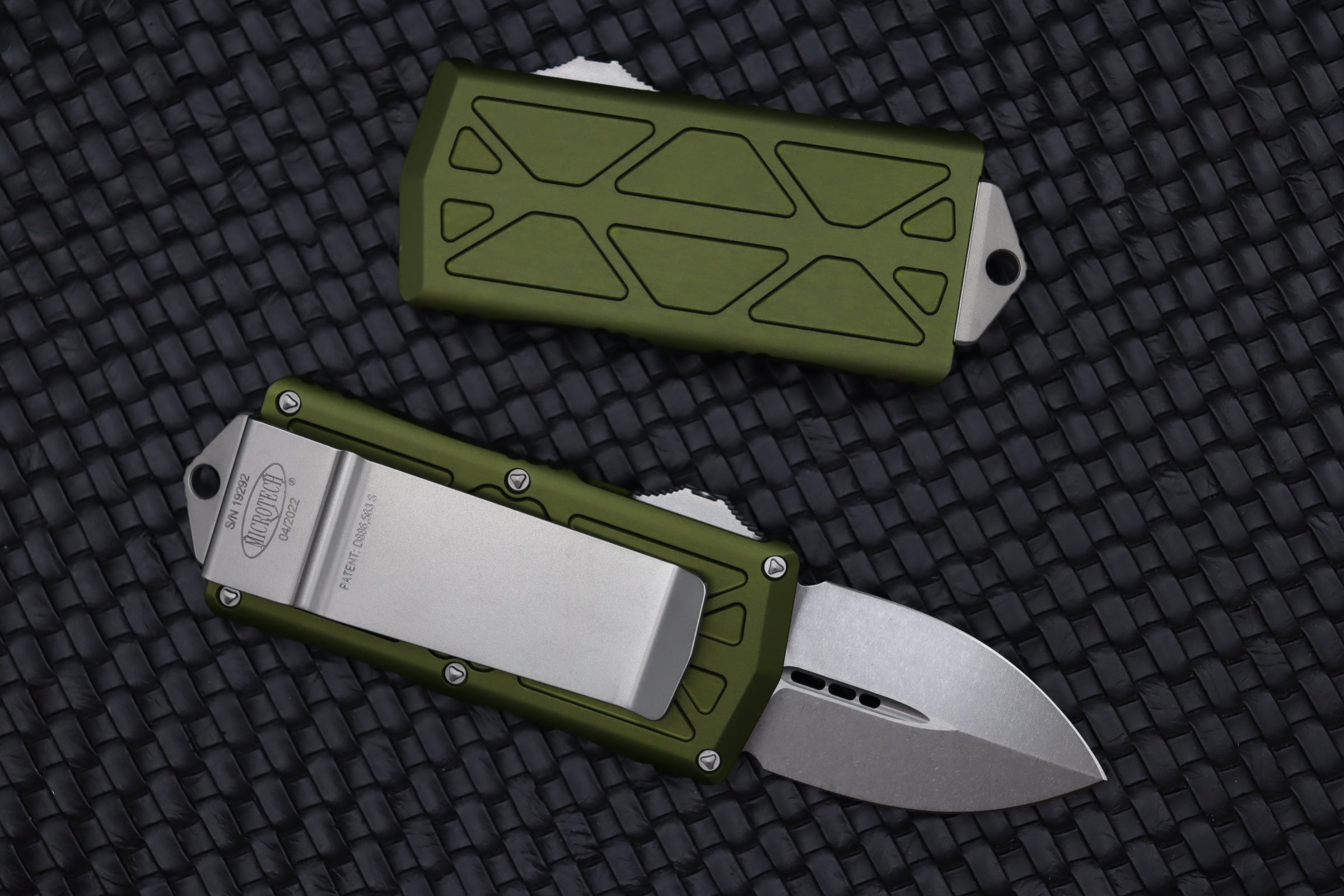 Premium Microtech Exocet Stonewash Knife with OD Green Finish