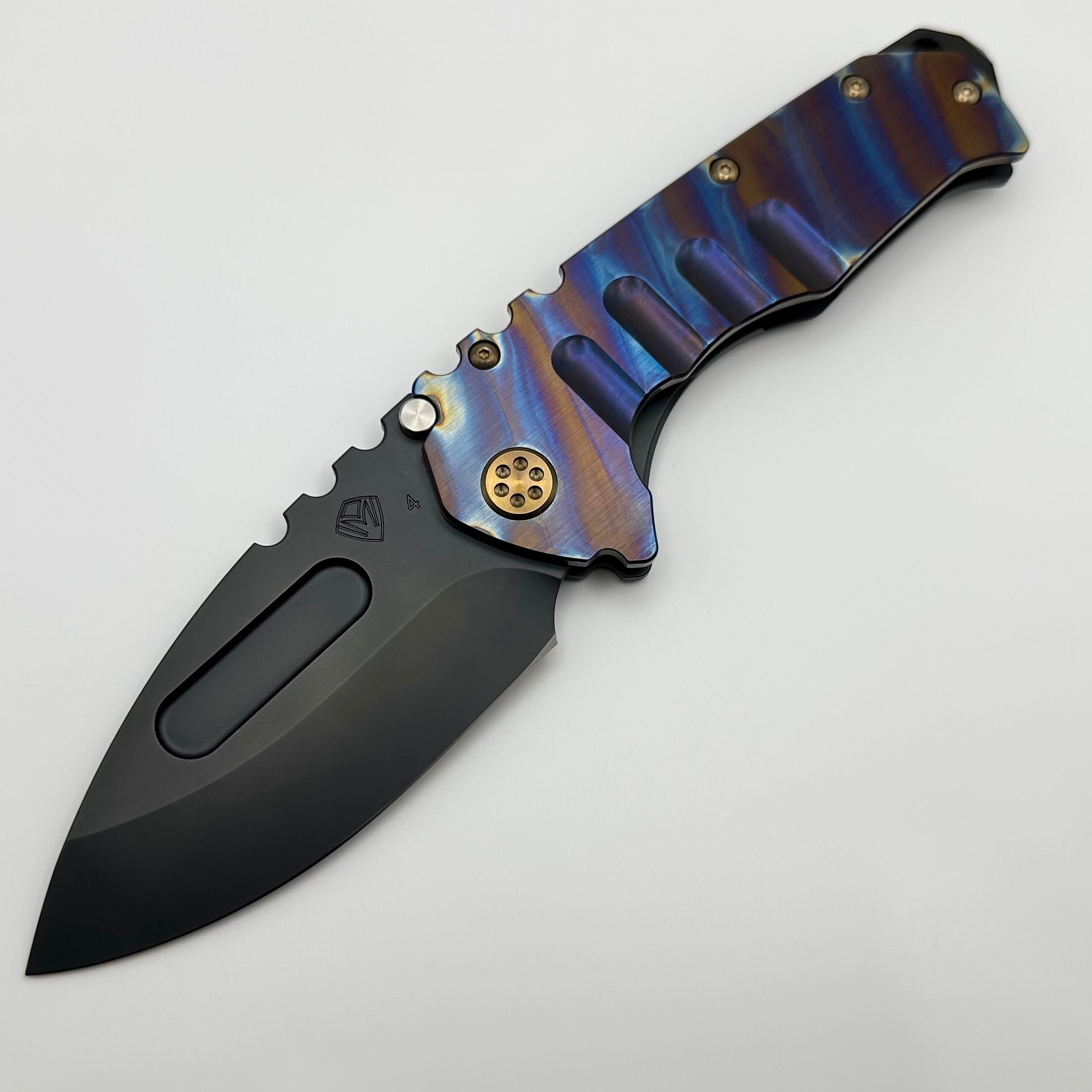 Medford Knife Praetorian T: Premium Drop Point Blade with DLC Coating & Flame Stripes Design