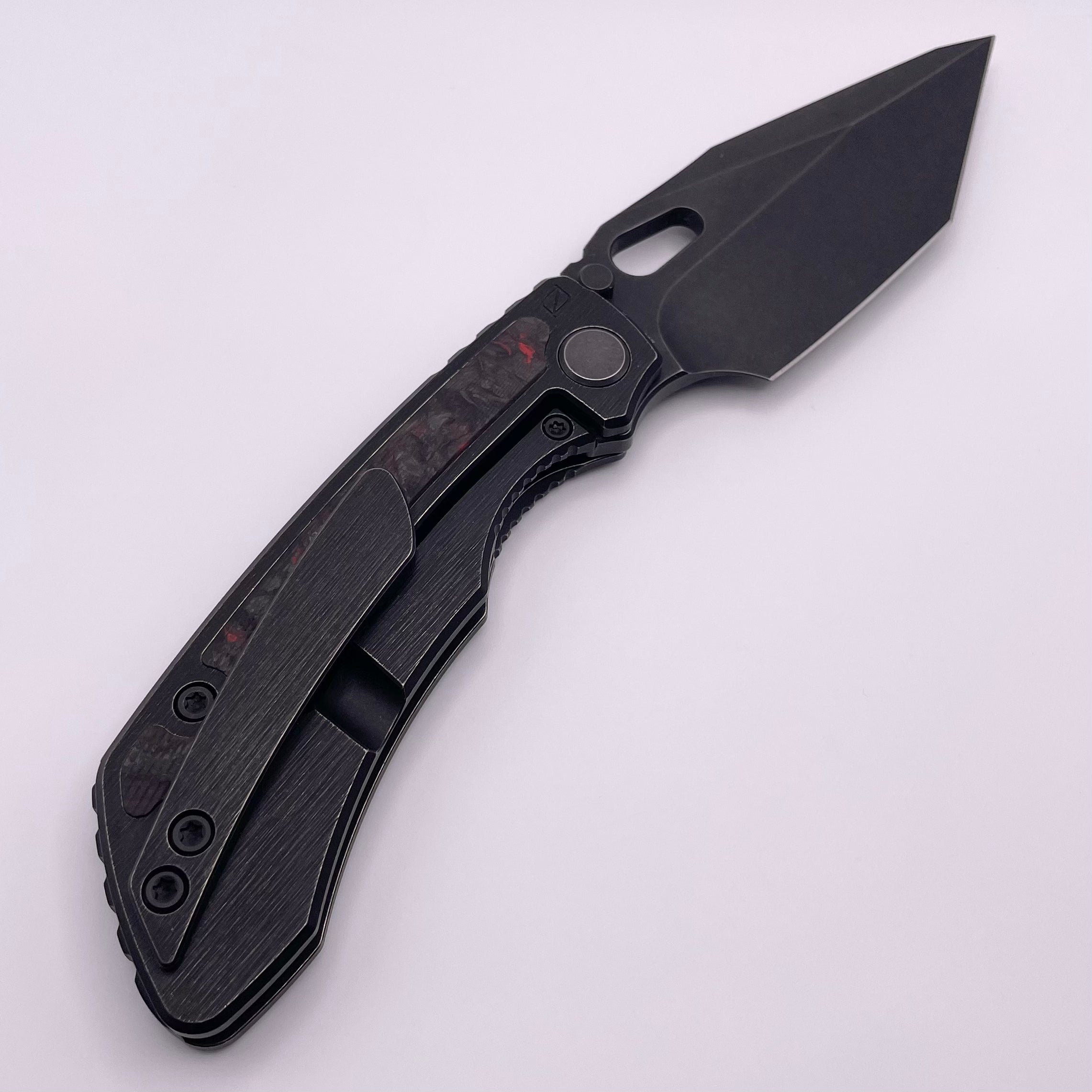 Premium Custom Knife Factory Rotten Evo T – Blackwash S90V Blade w/ Carbon Fiber Inlaid Handles