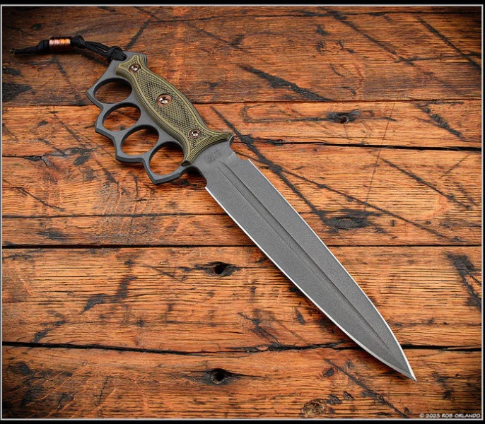 RMJ Tactical Lady Death Premium Fixed Blade Knife - Dirty Olive G-10 & CPM-3V | Exclusive One Per Household