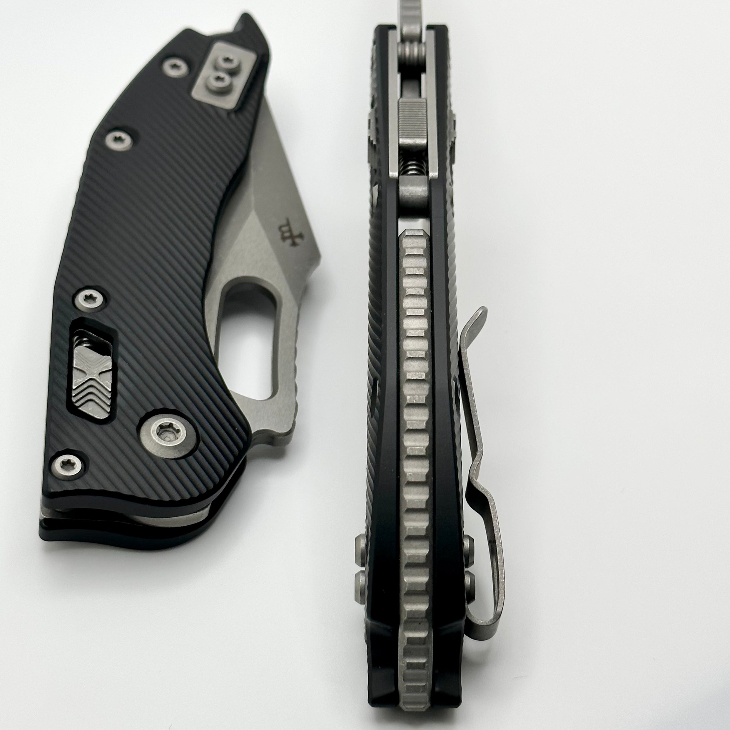 Premium Microtech Stitch RAM LOK Tactical Folding Knife - Black Aluminum & M390MK Steel