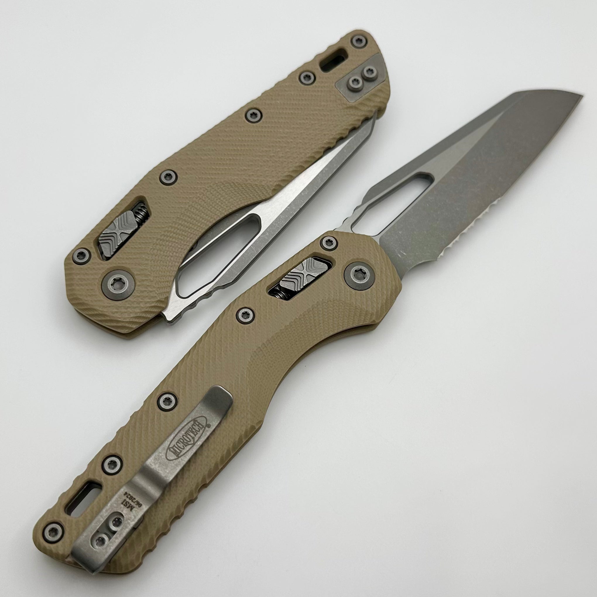 Microtech MSI RAM LOK Tan Fluted G-10 Knife | Premium Apocalyptic M390MK Blade