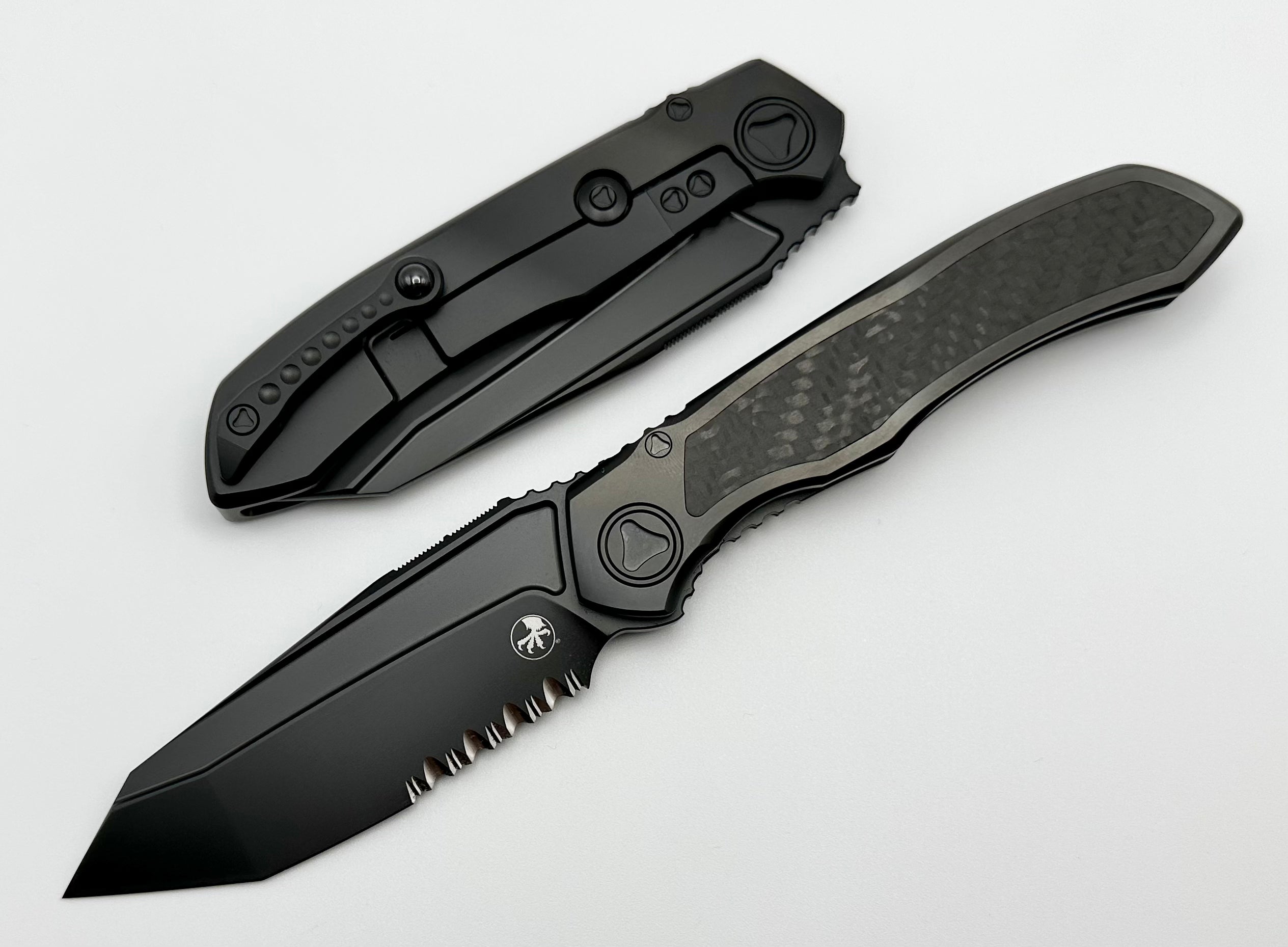 Microtech ANAX Titanium DLC Tanto Knife - Premium Carbon Fiber Inlay & M390 Blade