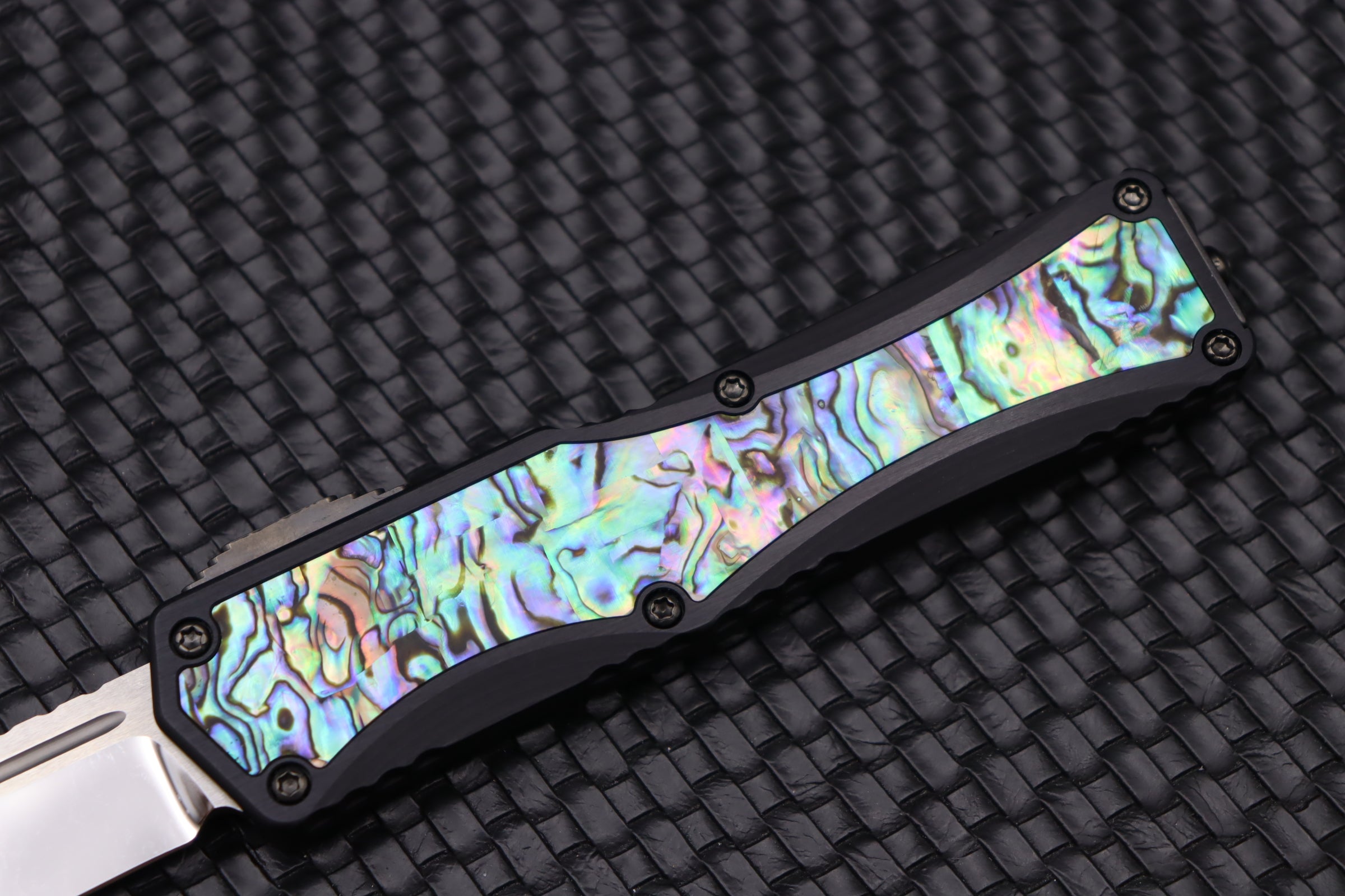 Premium Heretic Knives Colossus: Abalone & Tanto Cracked Ice Mirror Polish Edition