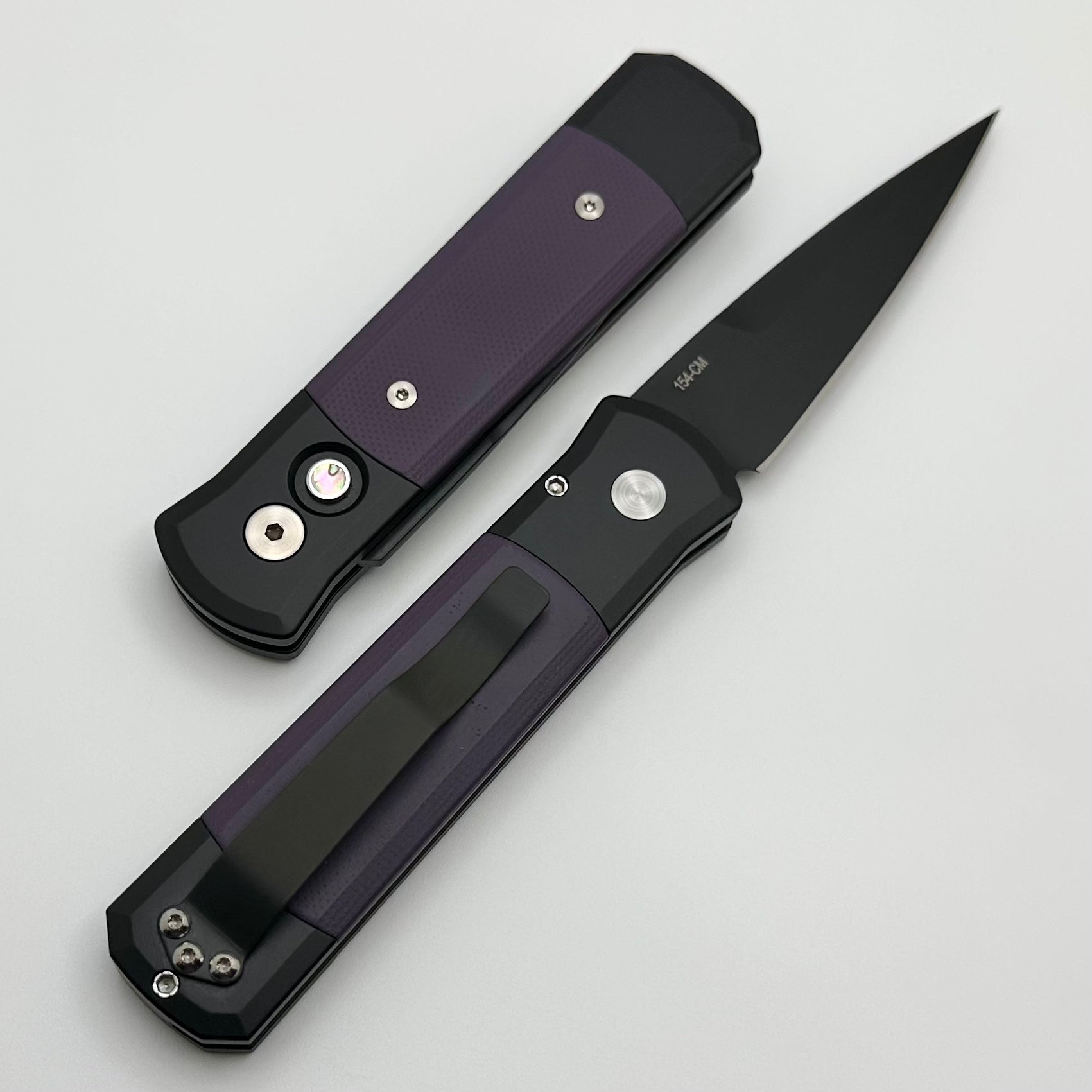 Pro-Tech Godson Automatic Knife - Premium Purple G-10 Inlays & DLC Black Handle