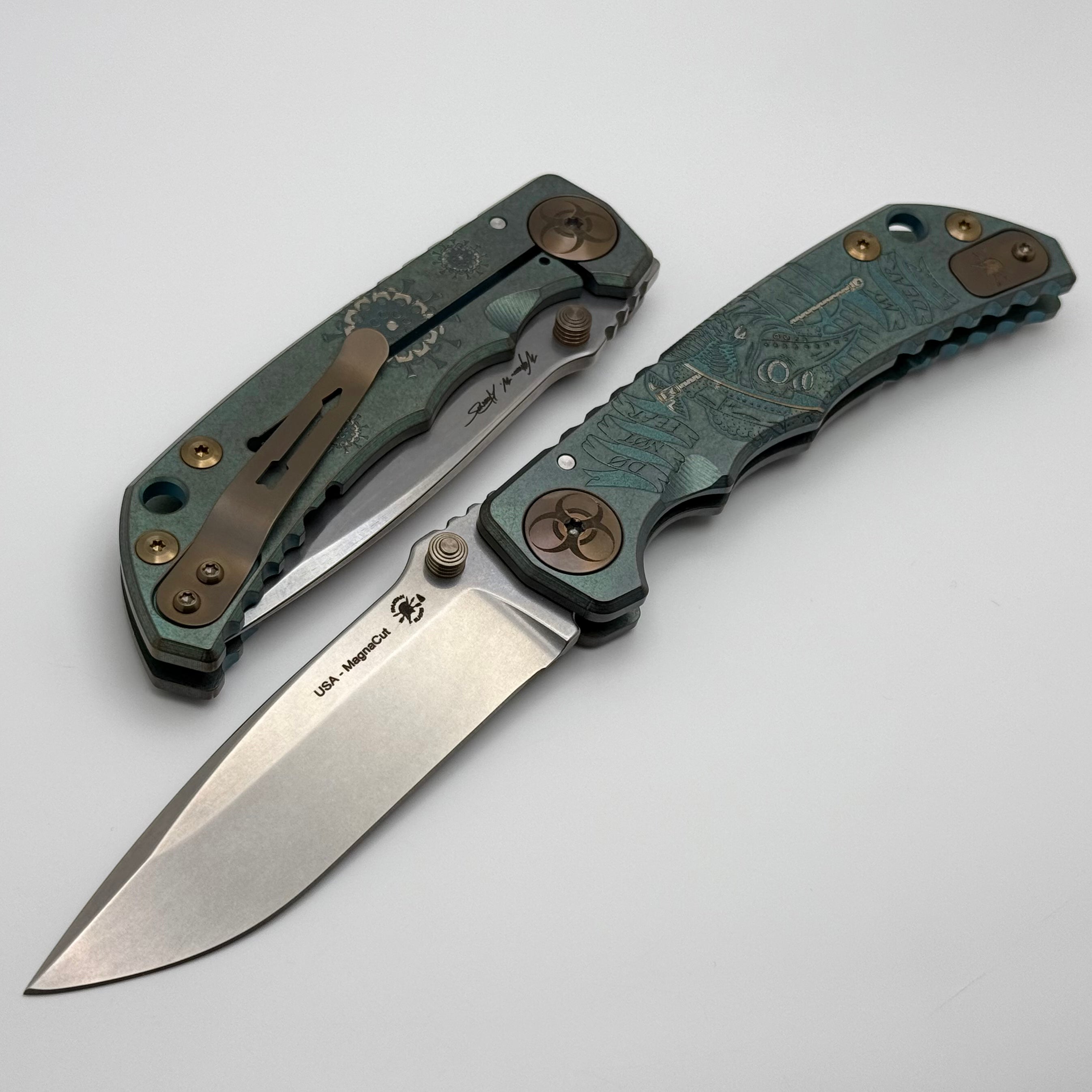 Ultimate Spartan-Harsey Plague Doctor Folding Knife - Green Titanium with MagnaCut Blade