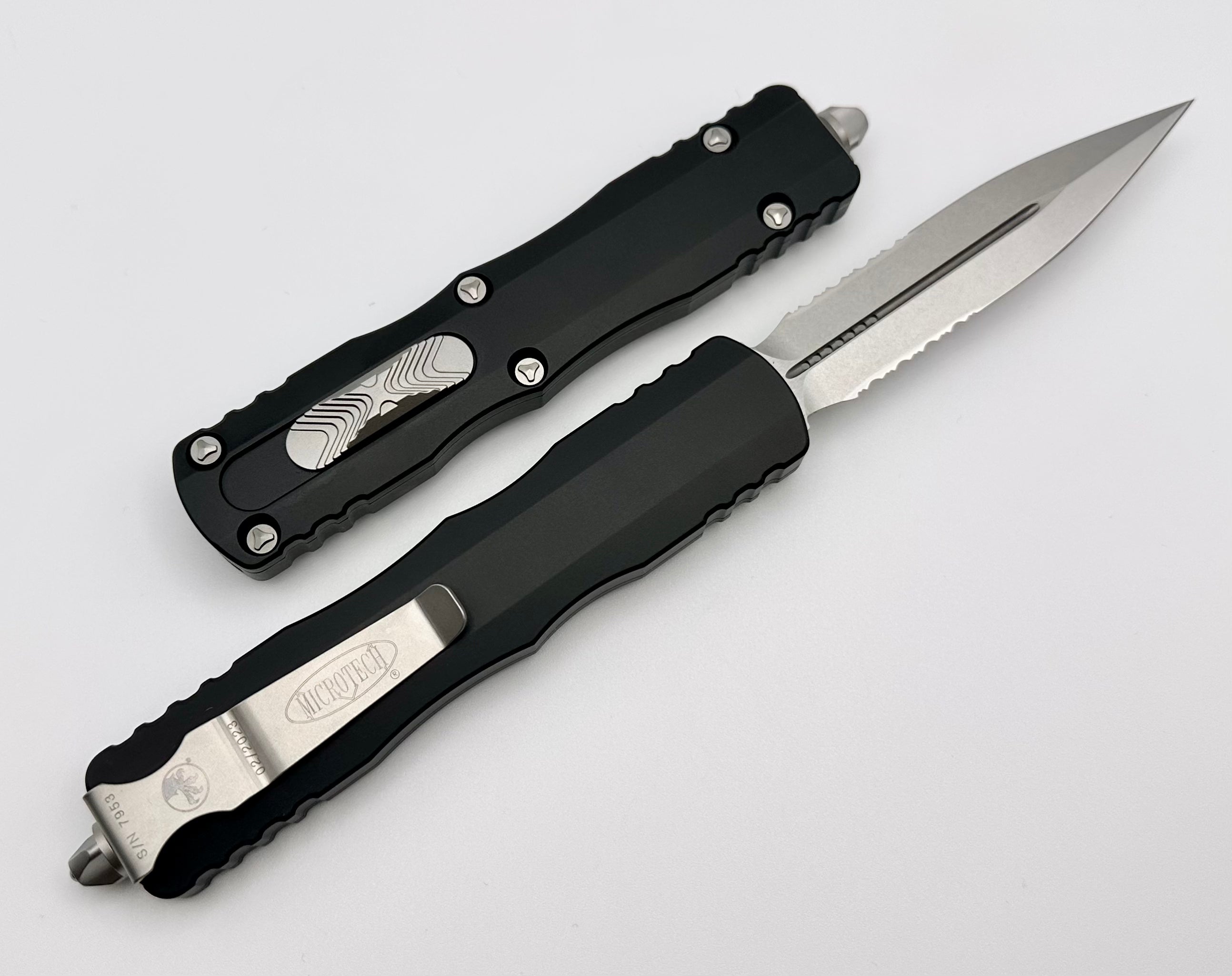 Premium Microtech Dirac Delta OTF Knife - Double Edge Stonewash & Black