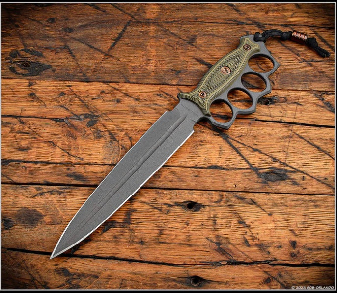 RMJ Tactical Lady Death Premium Fixed Blade Knife - Dirty Olive G-10 & CPM-3V | Exclusive One Per Household