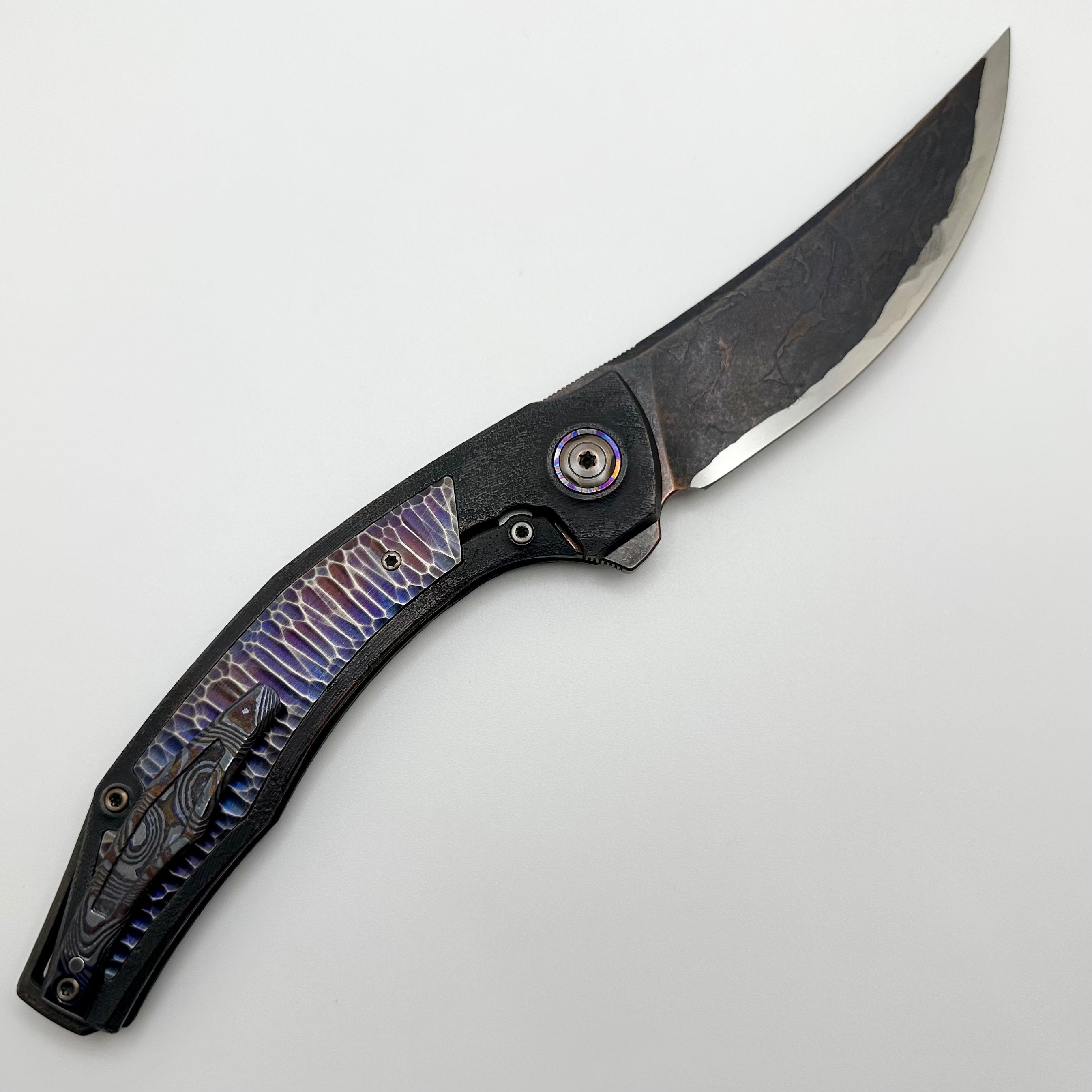 Premium Custom Knife Factory ONE OFF Ablya - Textured & Distressed Titanium