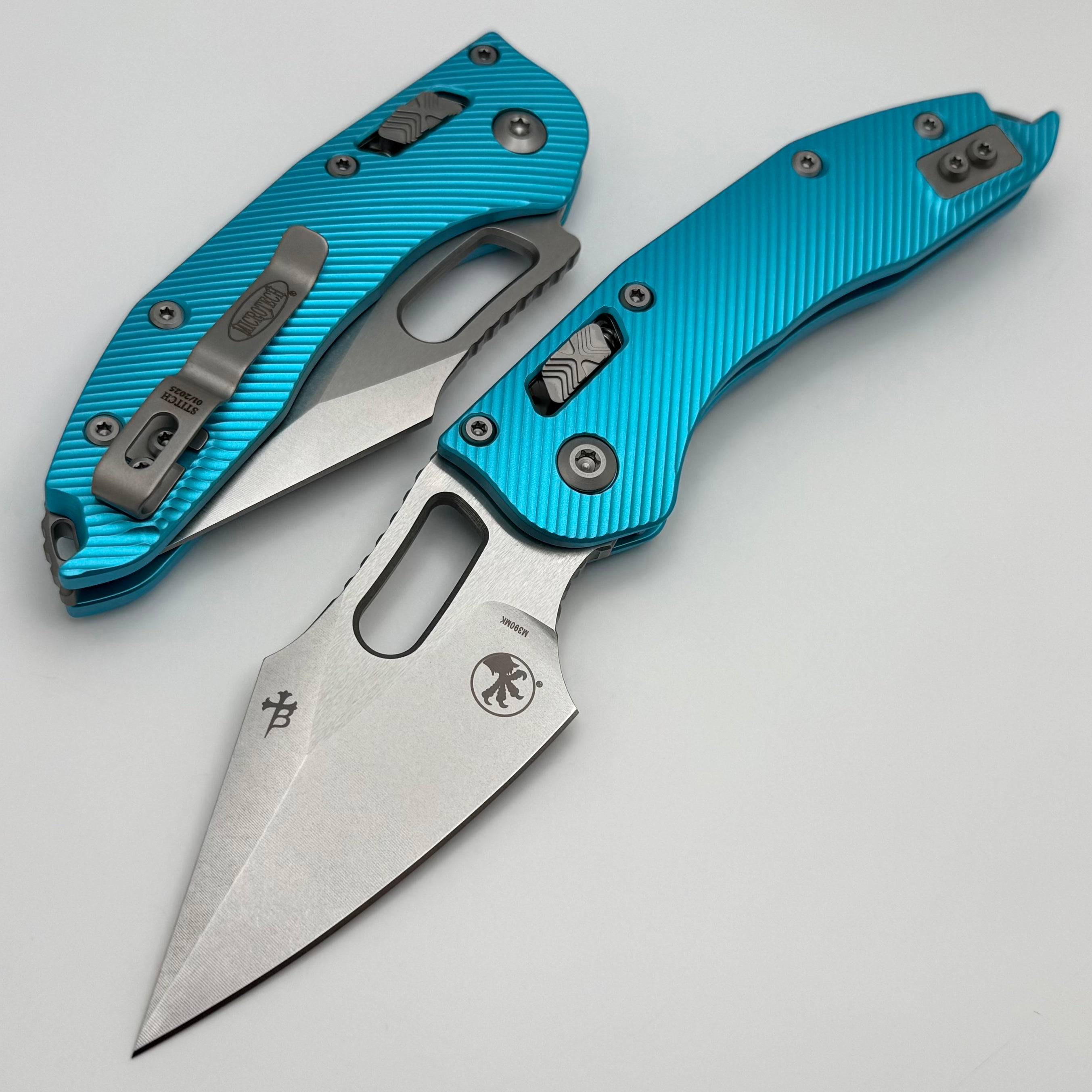 Microtech Premium Manual Stitch RAM LOK Knife - Turquoise Aluminum & M390MK Steel