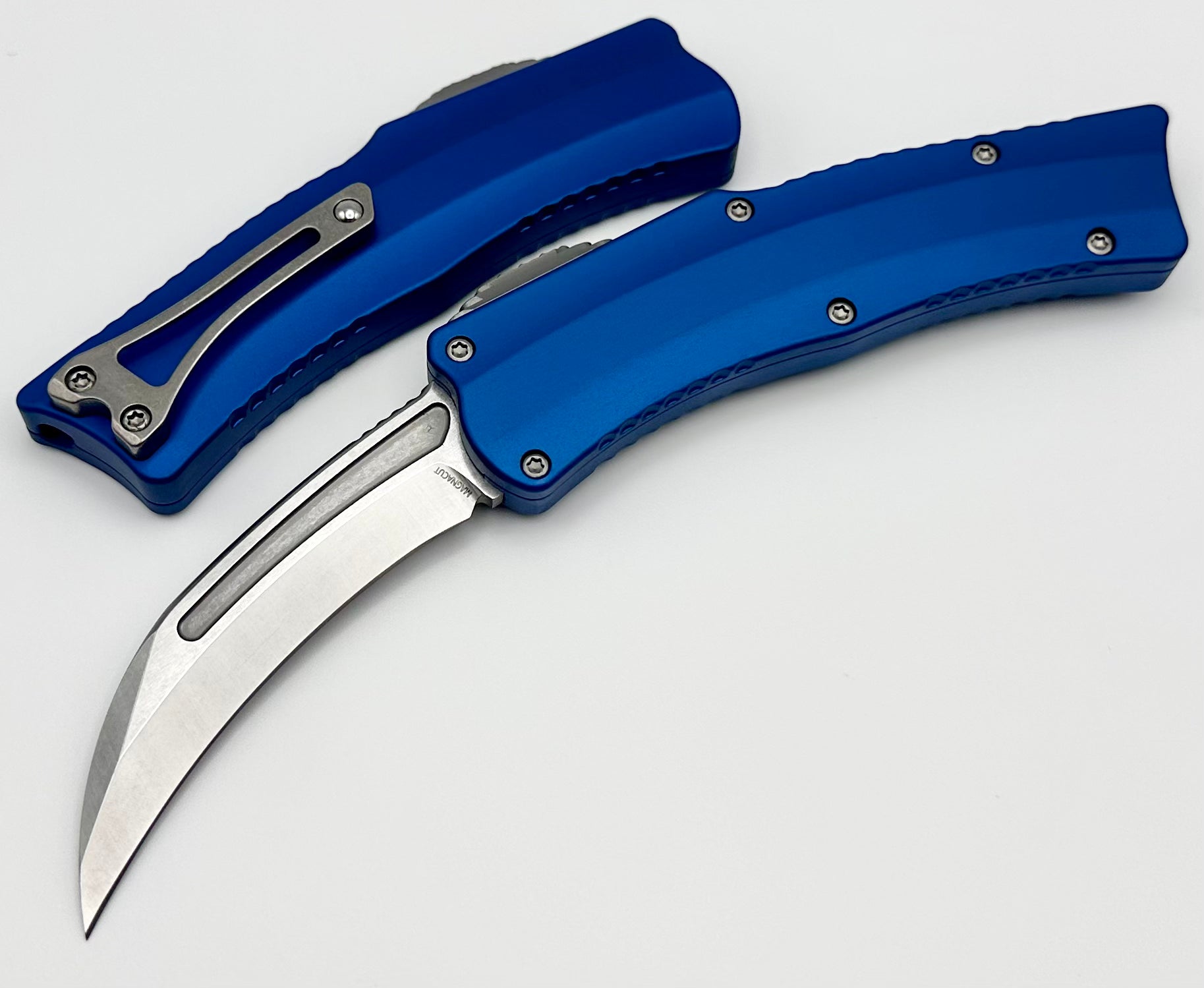 Heretic ROC Premium Folding Knife with Stonewash Magnacut Blade & Blue Handle