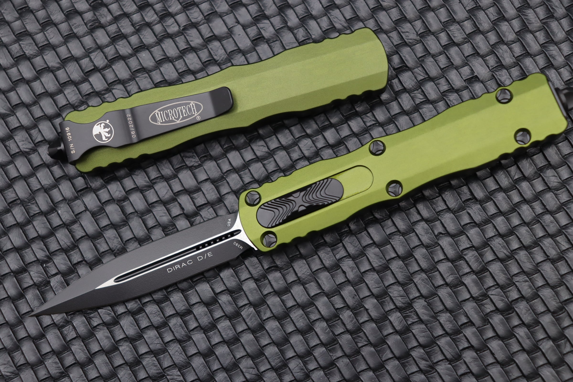 Microtech Dirac Double Edge Tactical Knife - Black & OD Green