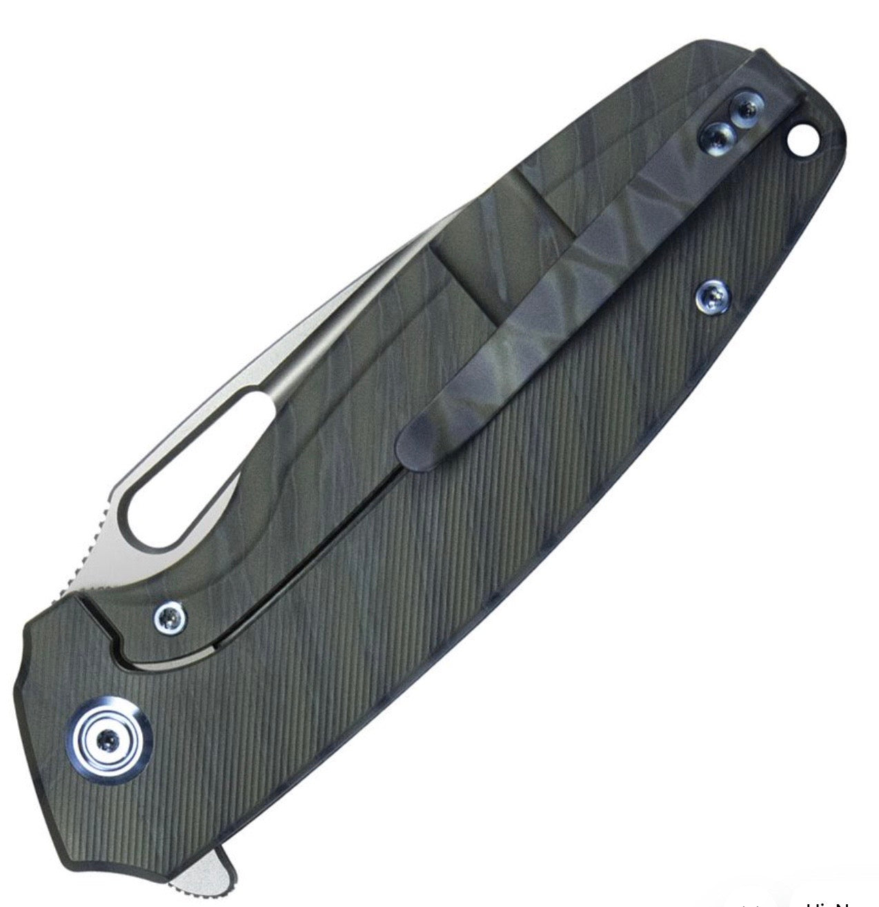 Kubey Tityus Premium Folding Knife - Flame Titanium Handle & 14C28N Blade (KB360E)