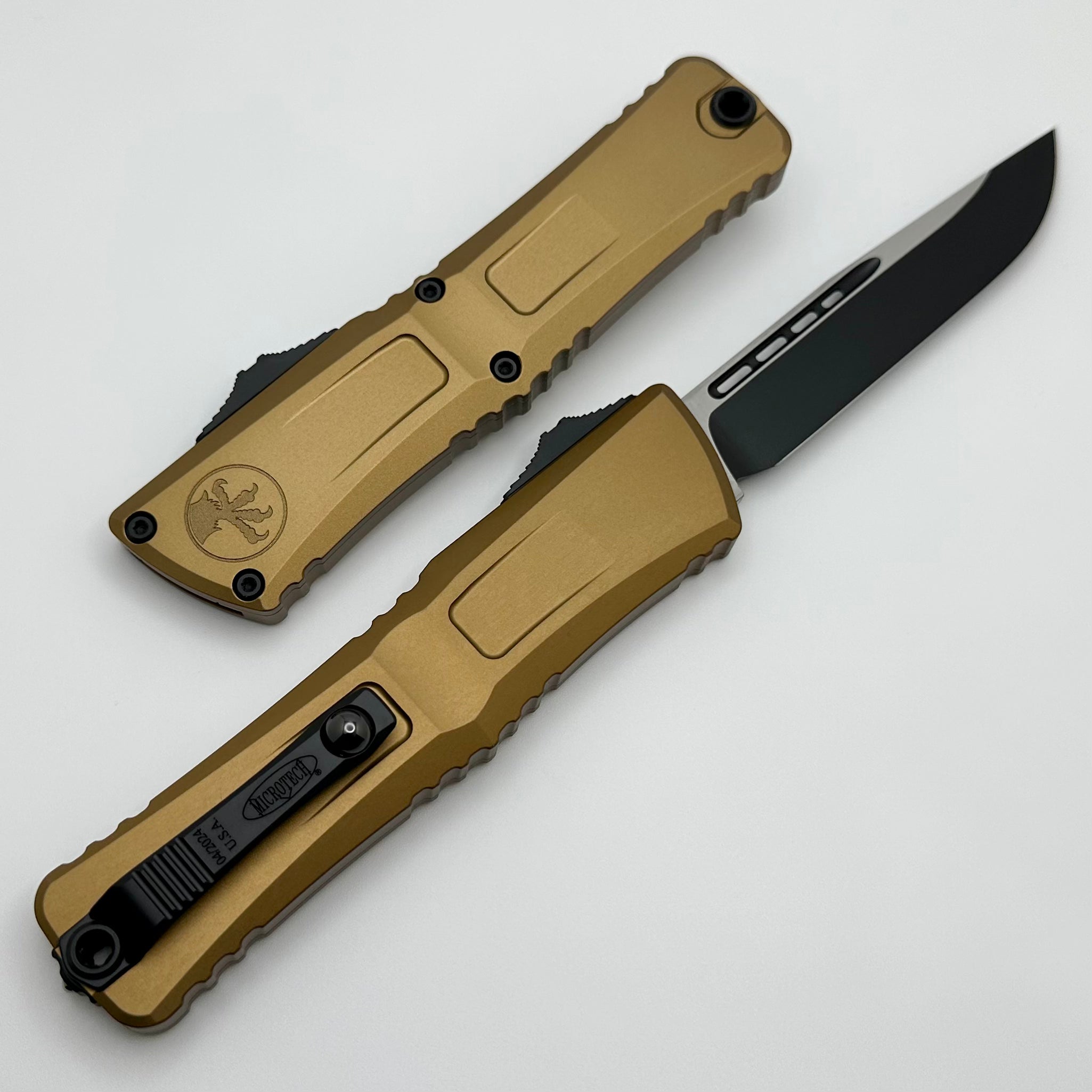 Premium Microtech Combat Troodon Gen III Tactical Knife - Tan & Black OTF Design