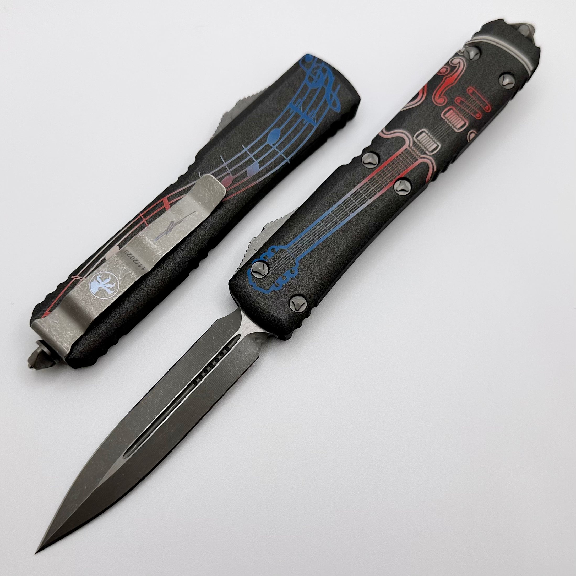 Microtech Ultratech NCKS 2023 Red, White & Blue Double Edge Apocalyptic Standard - Premium Tactical OTF Knife