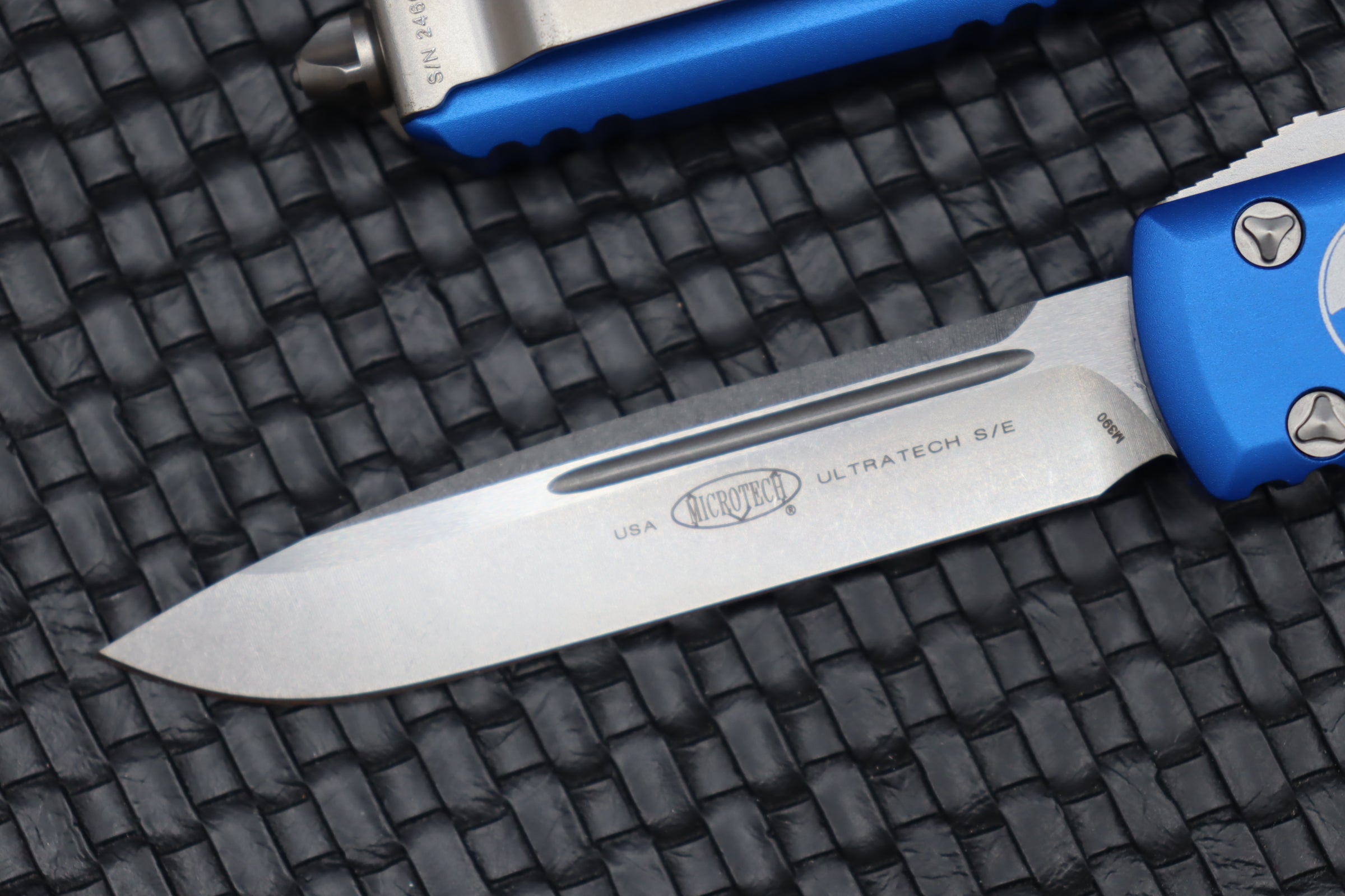 Microtech Ultratech Premium Single Edge Tactical Knife - Stonewash Blue