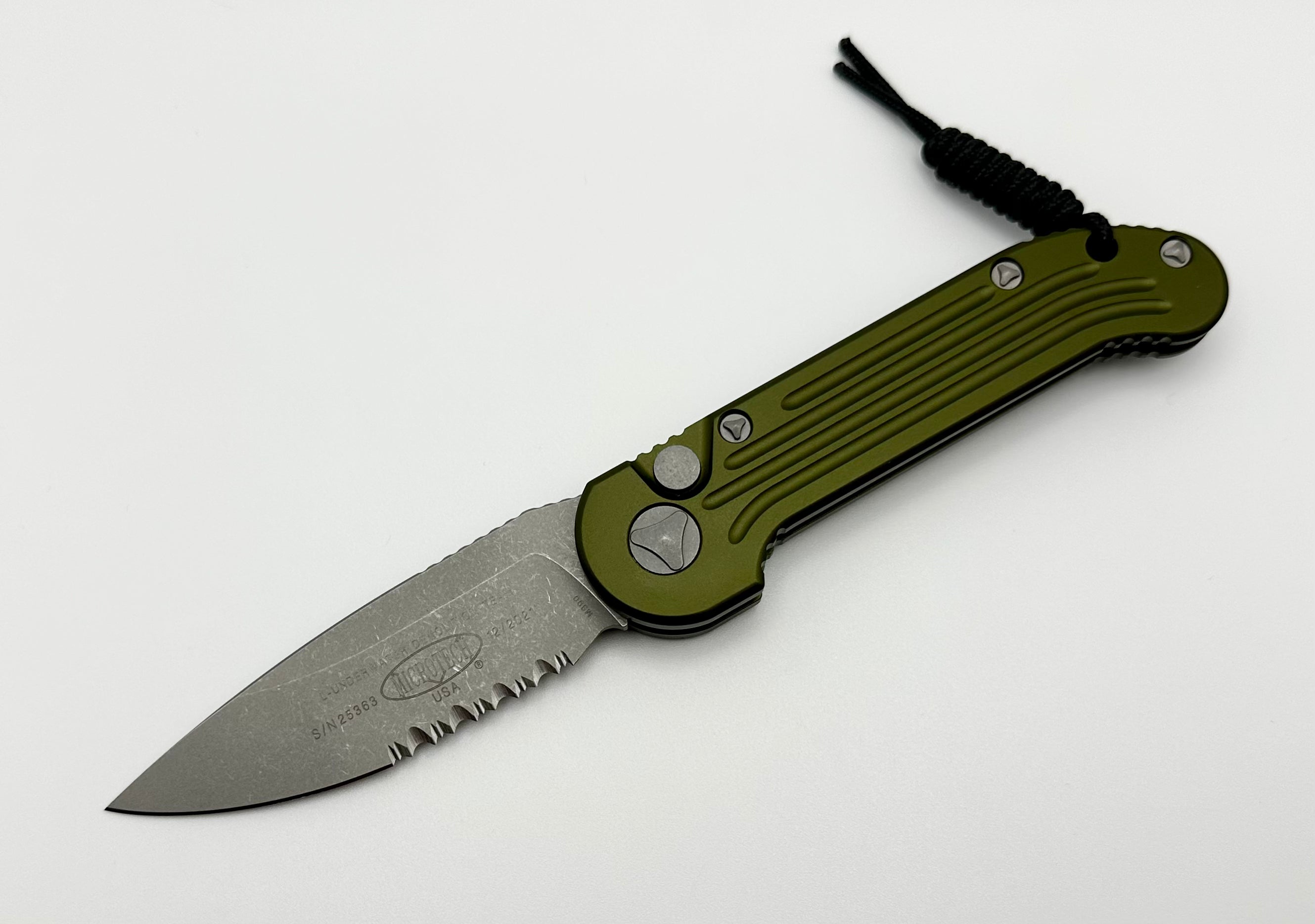 Microtech LUDT Apocalyptic Tactical Knife - OD Green & Partial Serrated Blade