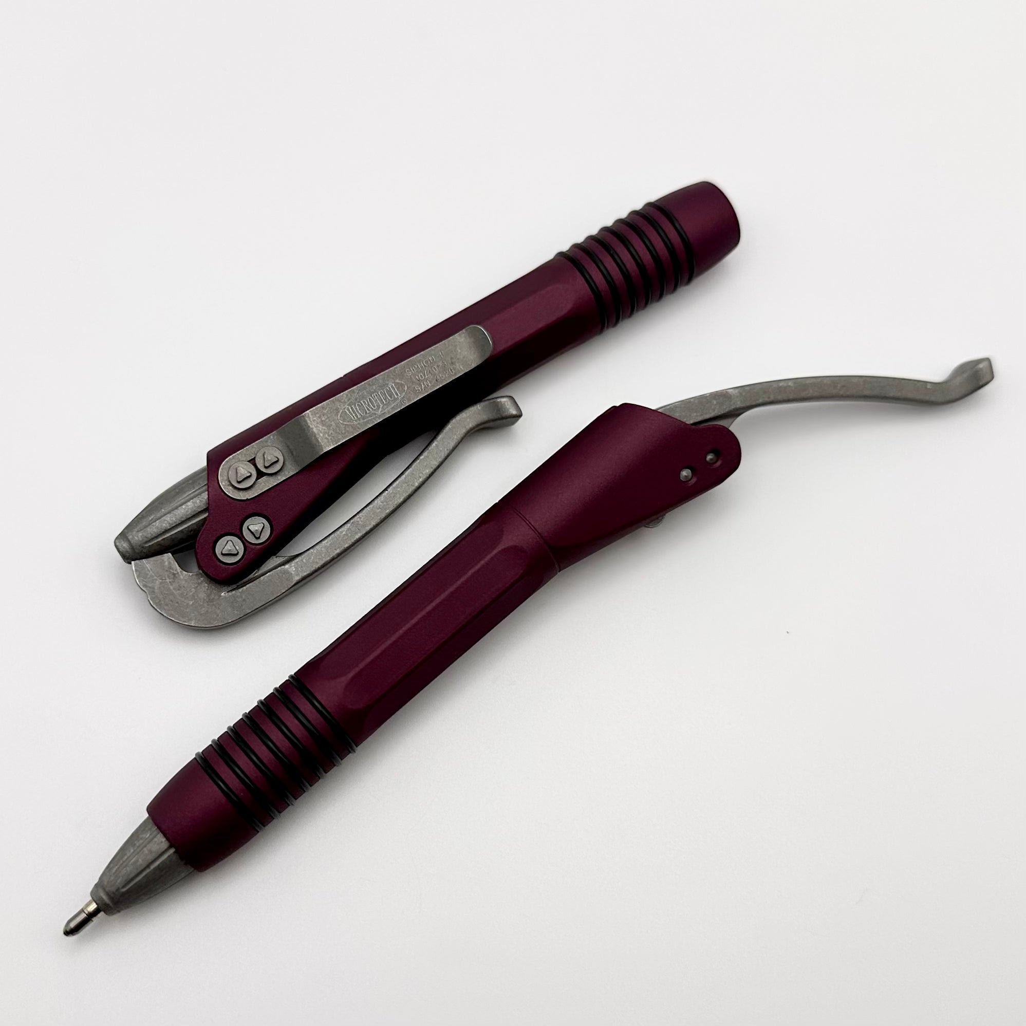 Premium Microtech Siphon II Pen - Black Cherry Stainless Steel - Ultimate EDC Upgrade