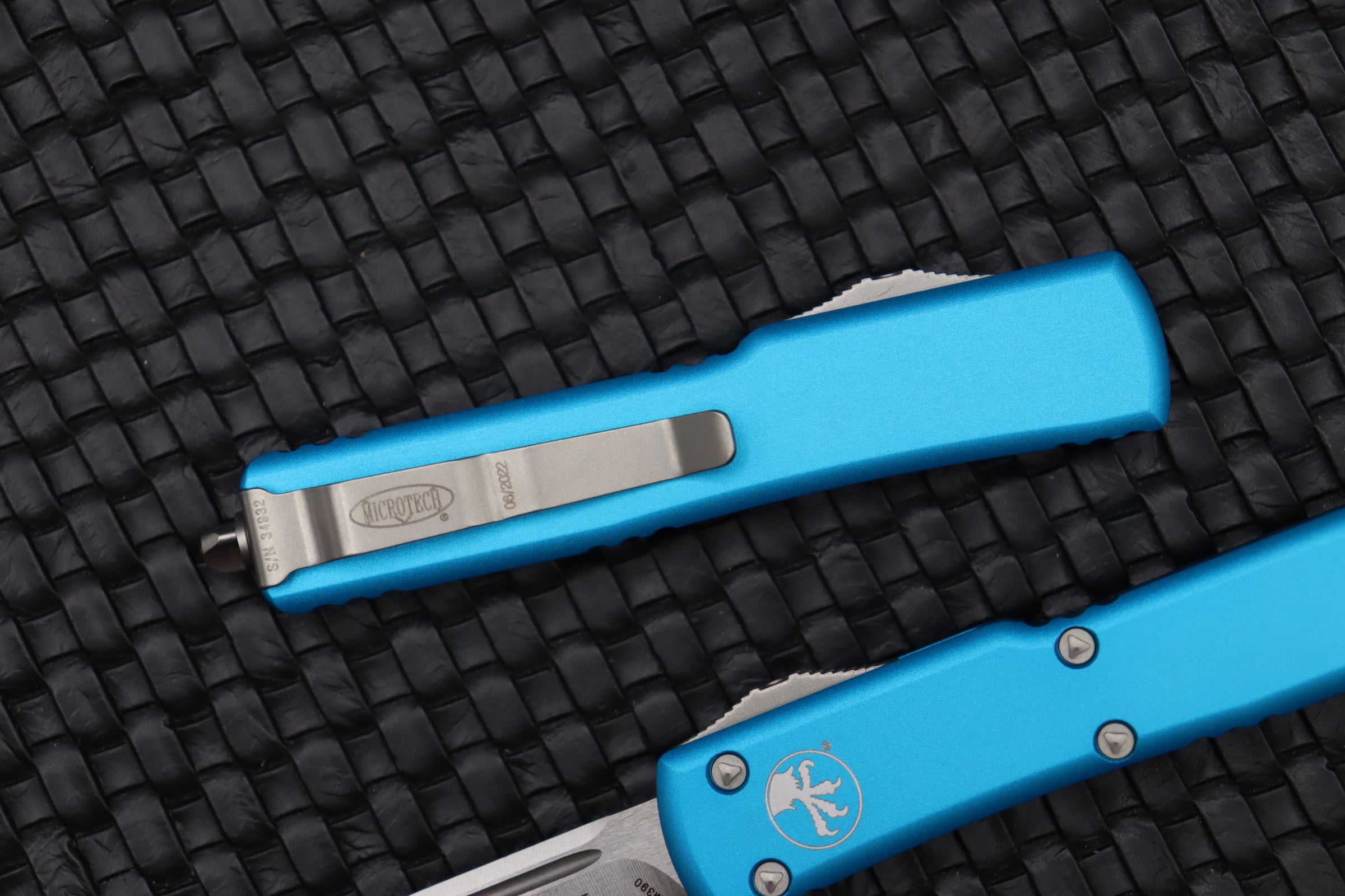 Microtech UTX-70 Premium Compact Knife - Stonewash Finish & Turquoise Accents