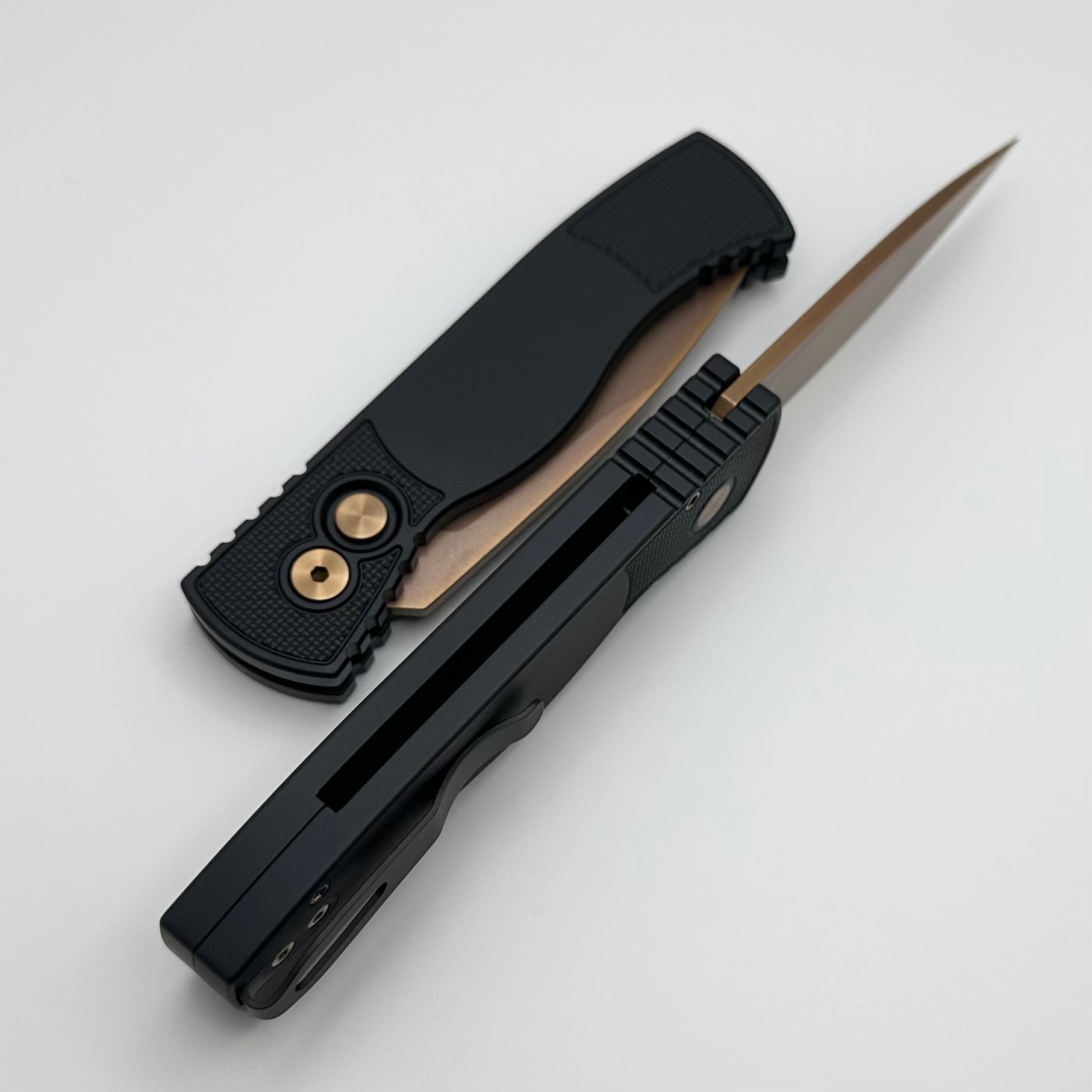 Pro-Tech TR-2 Tactical EDC Knife - Rose Gold MagnaCut Blade & Textured Aluminum Handle