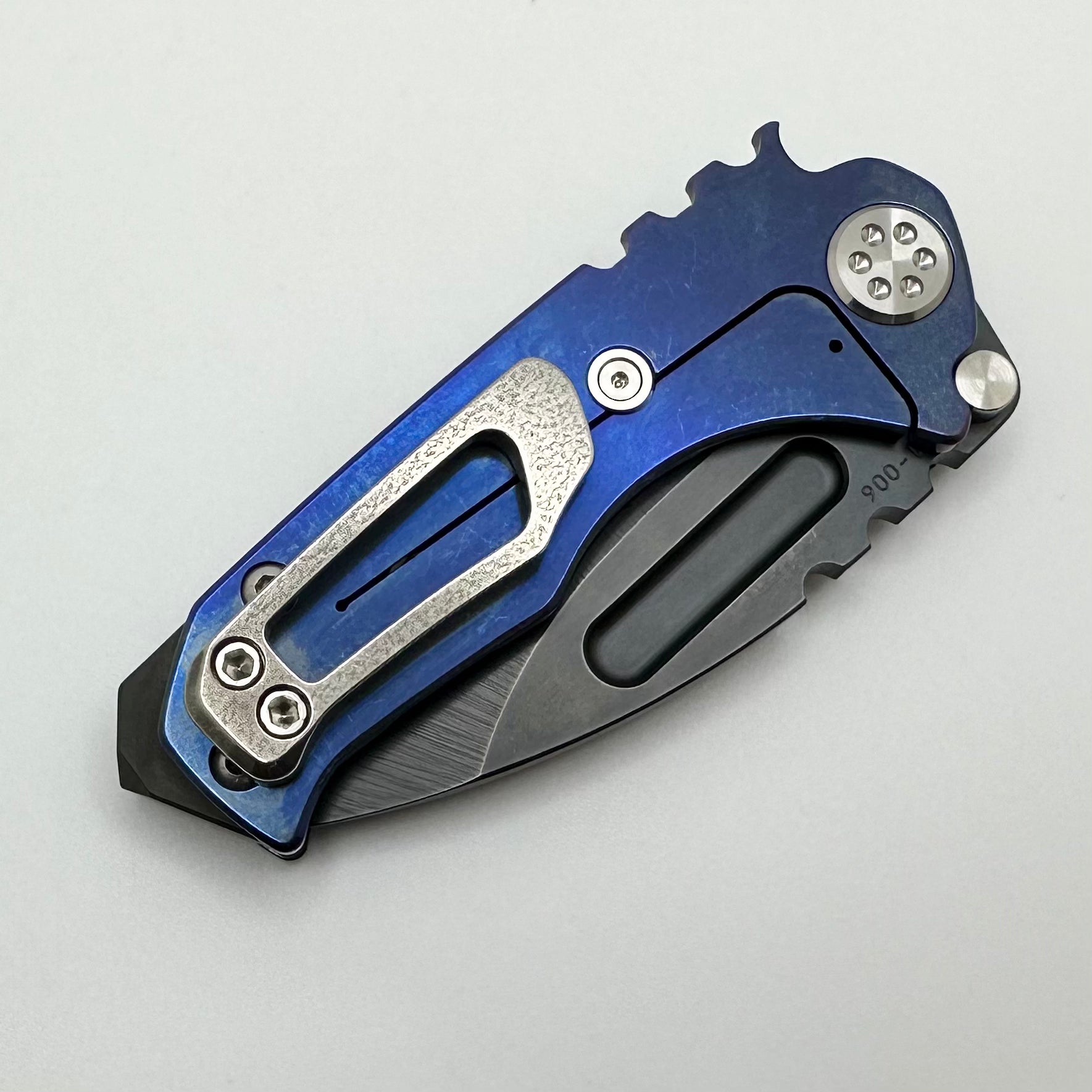 Medford Micro Praetorian T - Premium Compact EDC Knife with DLC S45 Drop Point & Blue/Flamed Finish