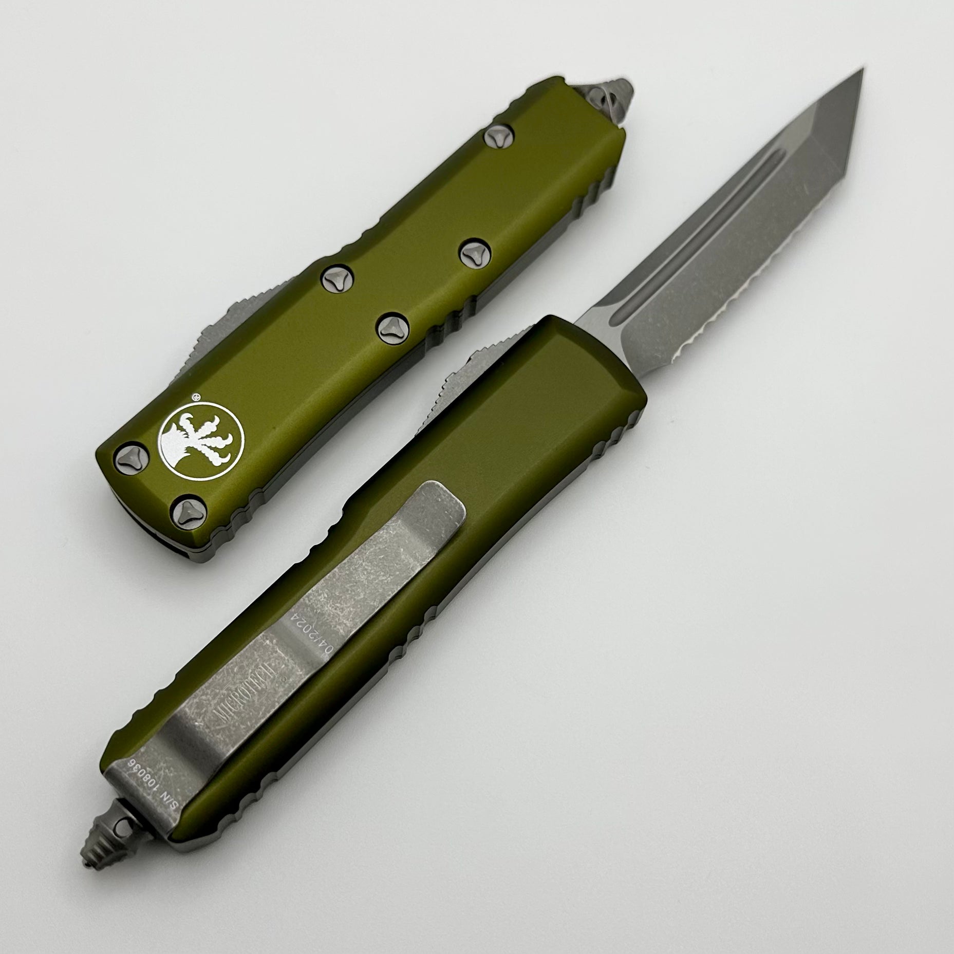 Microtech UTX-85 Tanto T/E Apocalyptic Full Serrated & OD Green 233-12APOD - Ultimate Everyday Carry Knife