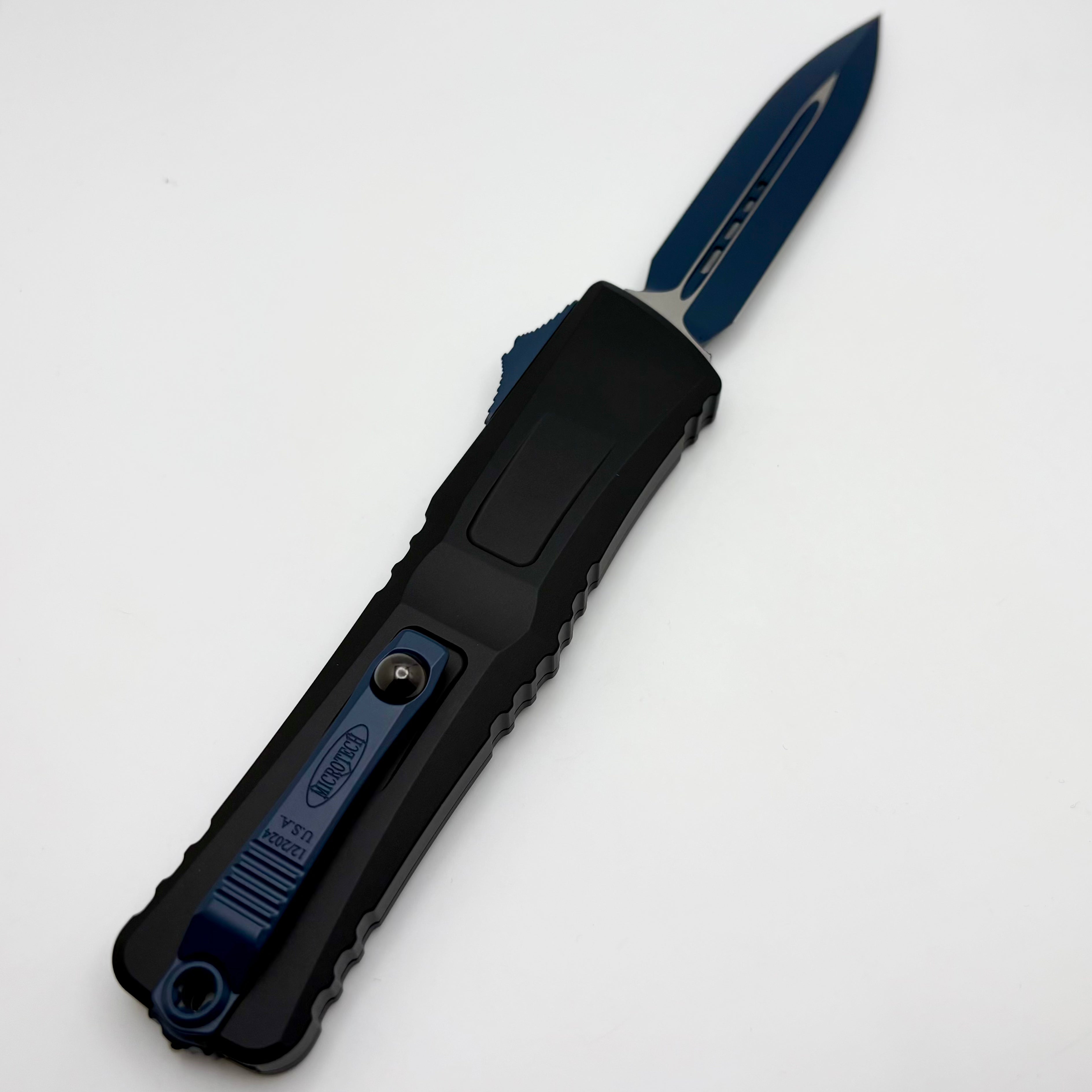 Microtech Combat Troodon Gen III Premium Tactical Knife - Black D/E with Navy Blue Accents