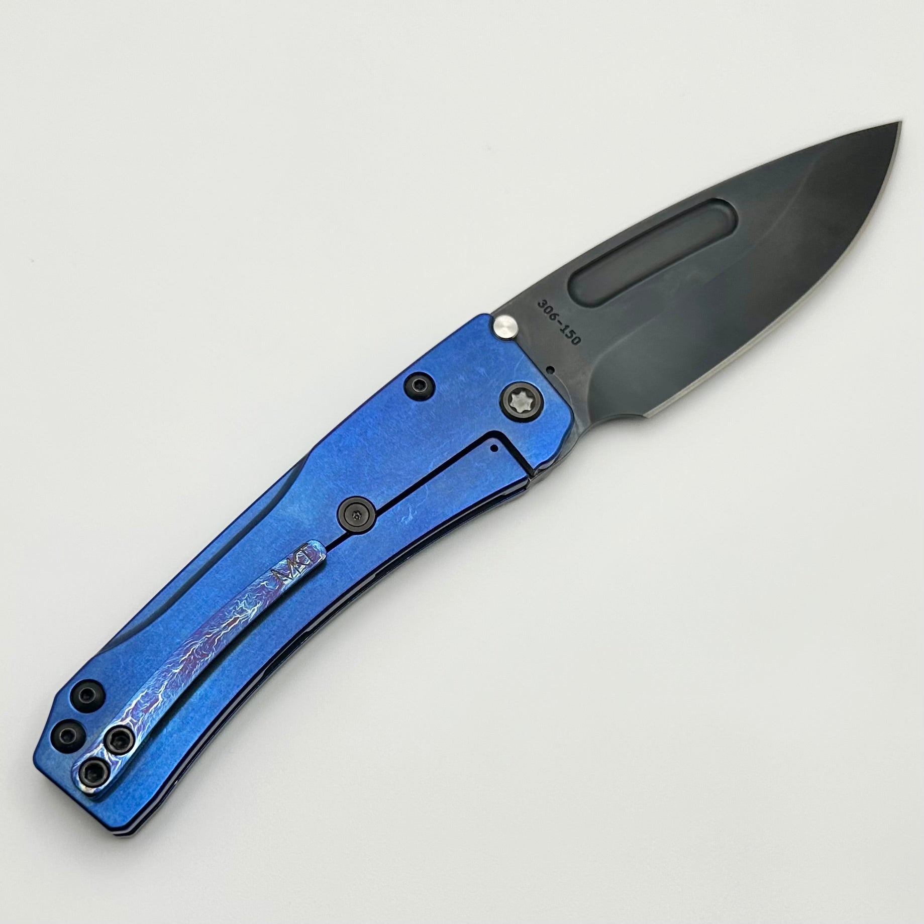 Medford Slim Midi DLC Drop Point Knife - Premium S45VN Blade & Blue Acid Etch Flamed Design