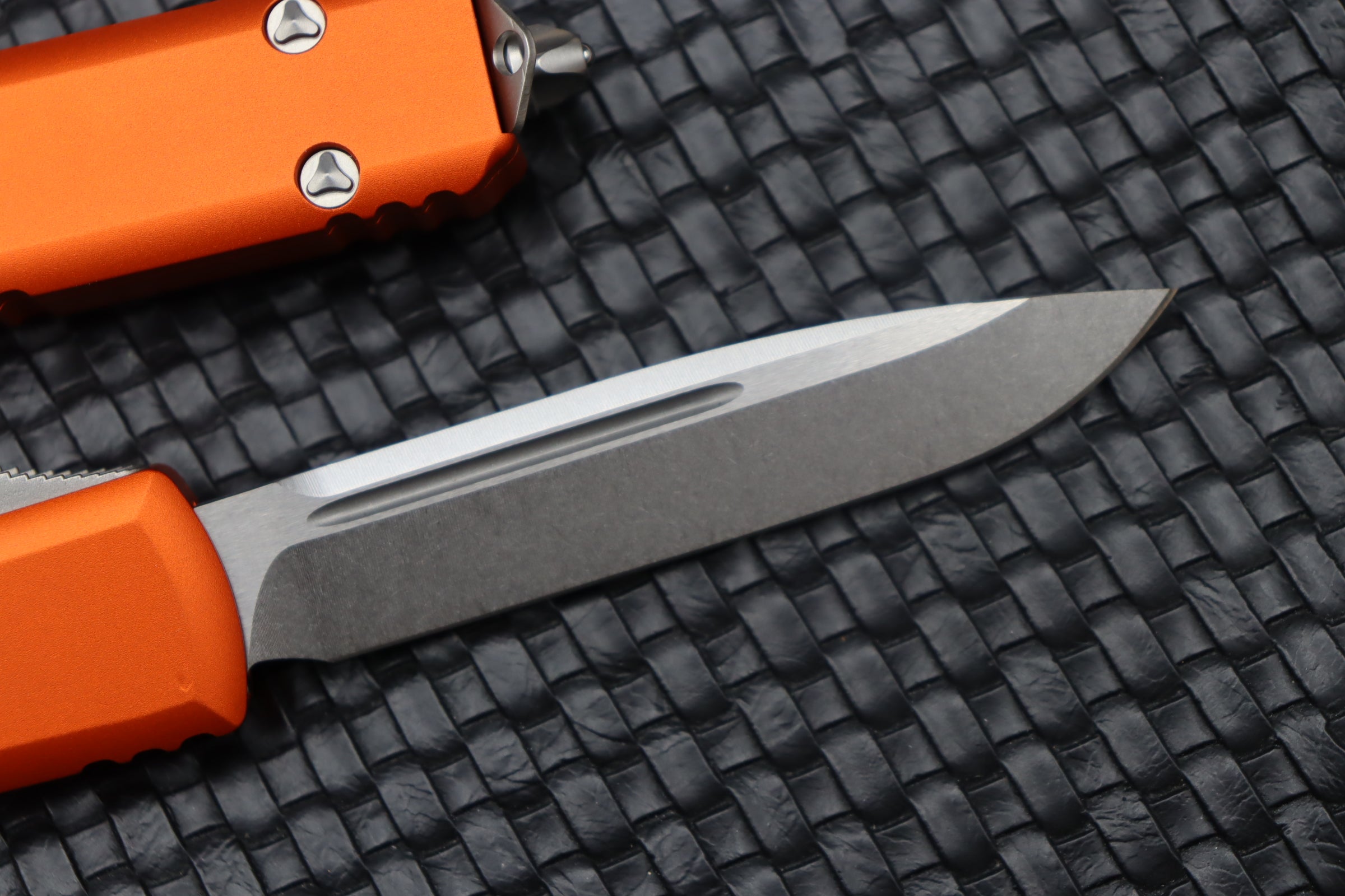 Premium Microtech Ultratech Orange Tactical Knife with Single Edge Stonewash Finish