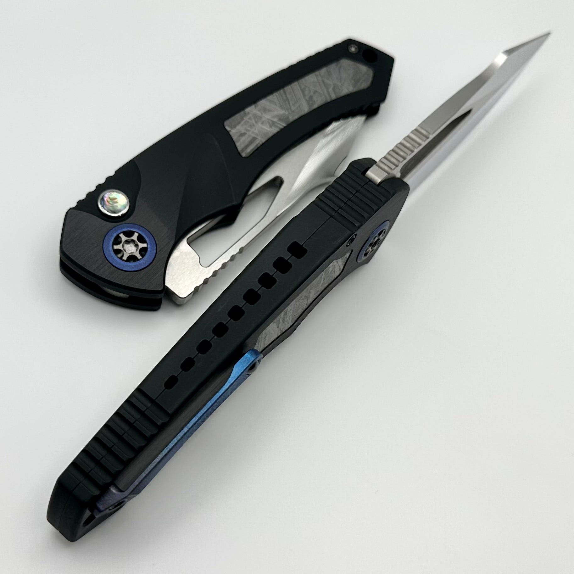 Premium Heretic Knives Pariah Custom Folding Knife with Meteorite Inlays & Mirror Polish M390 Blade