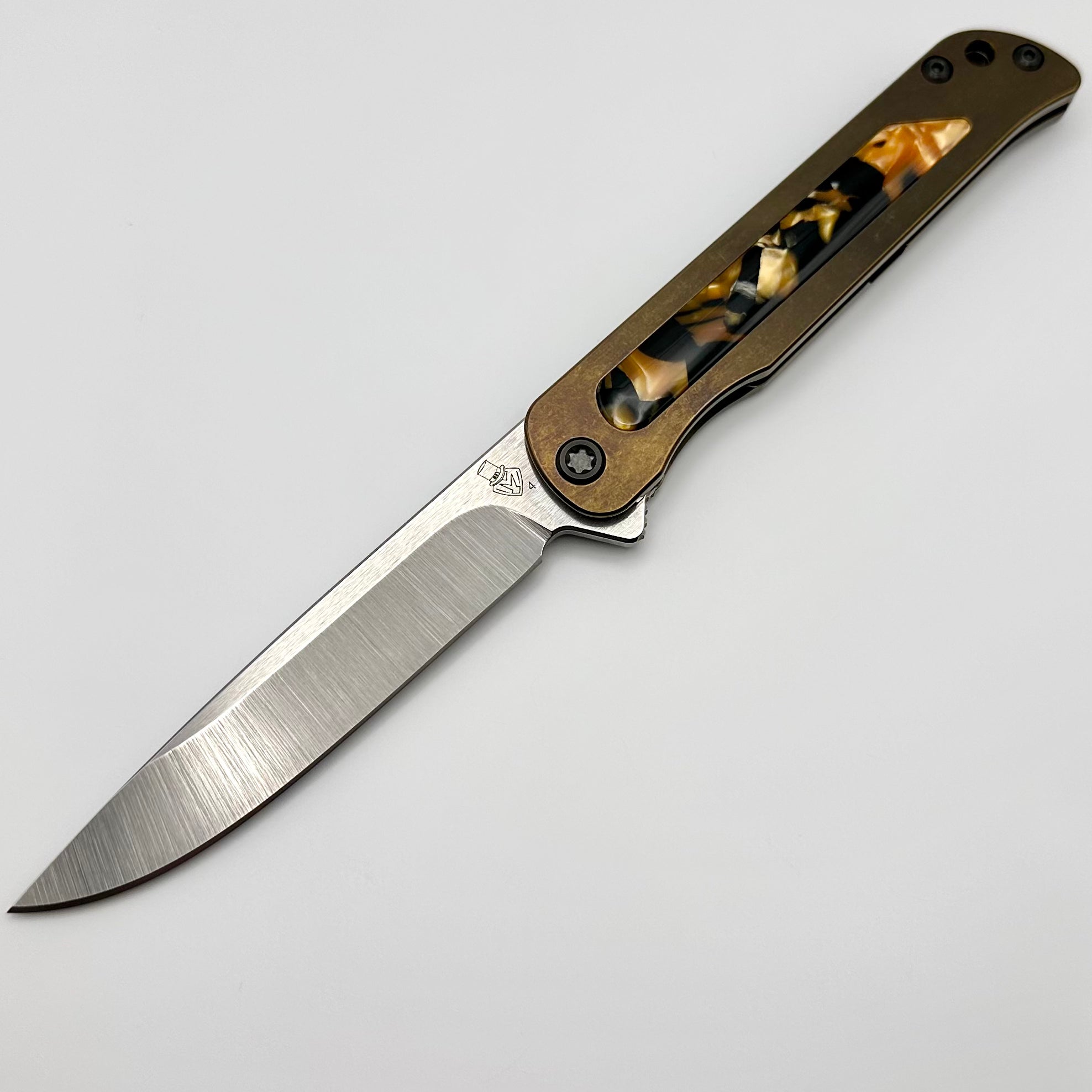 Medford T-Bone Ultimate Bronze Titanium Flipper Knife with Tortoise Shell Inlay & S45VN Blade