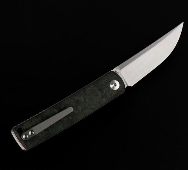 Reate Bushido Premium EDC Knife - Dark Matter Green Handles & Hand Satin M390 Blade