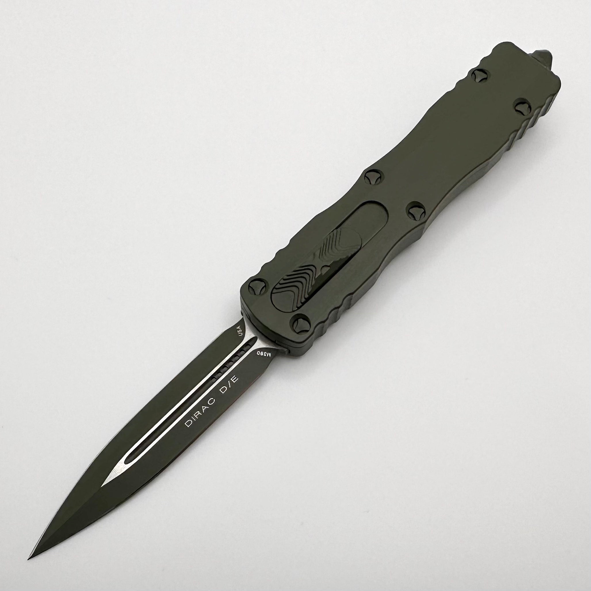 Microtech Dirac Premium Cerakote OD Green Double Edge Knife