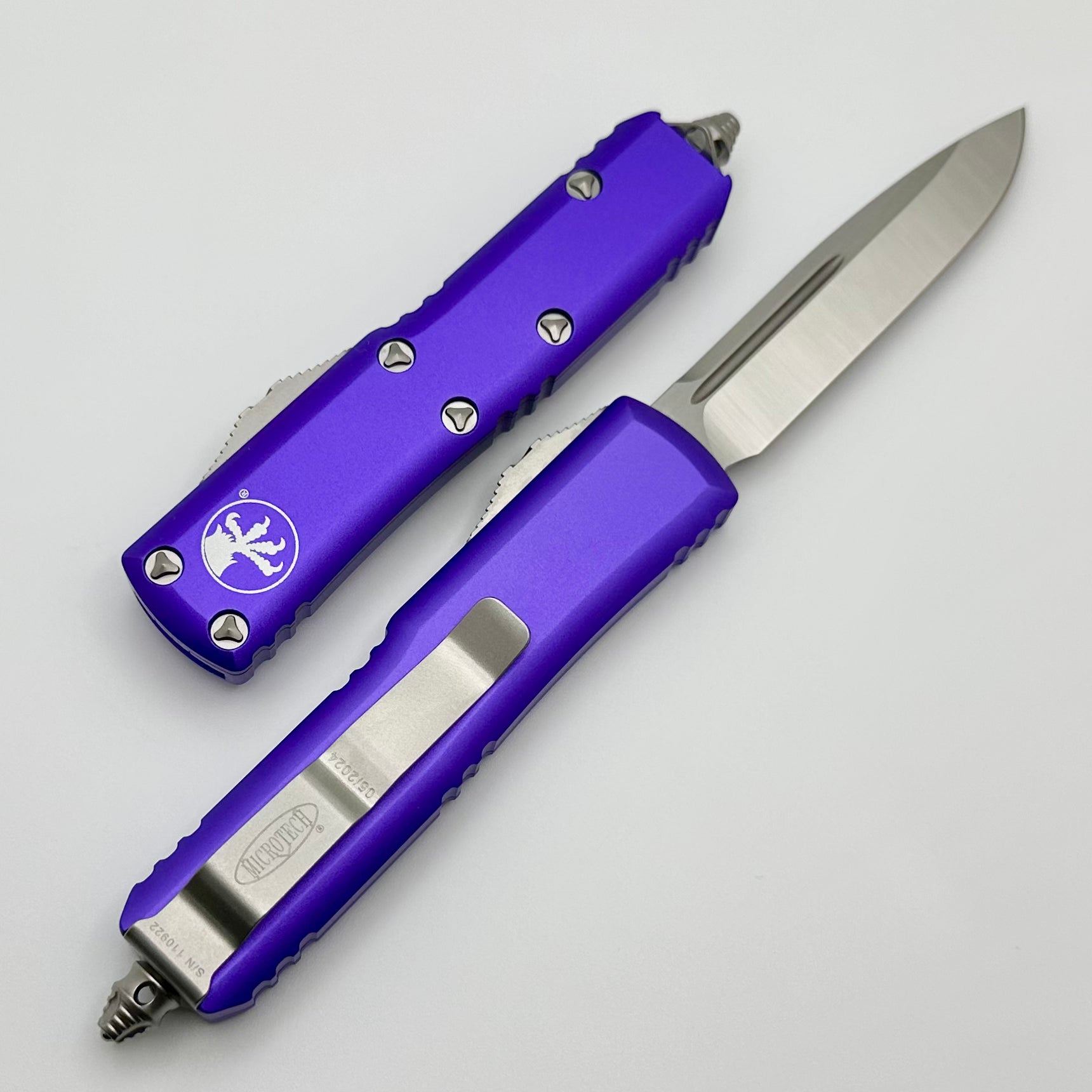 Microtech UTX-85 S/E Satin Standard & Purple 231-4PU | Premium EDC Knife