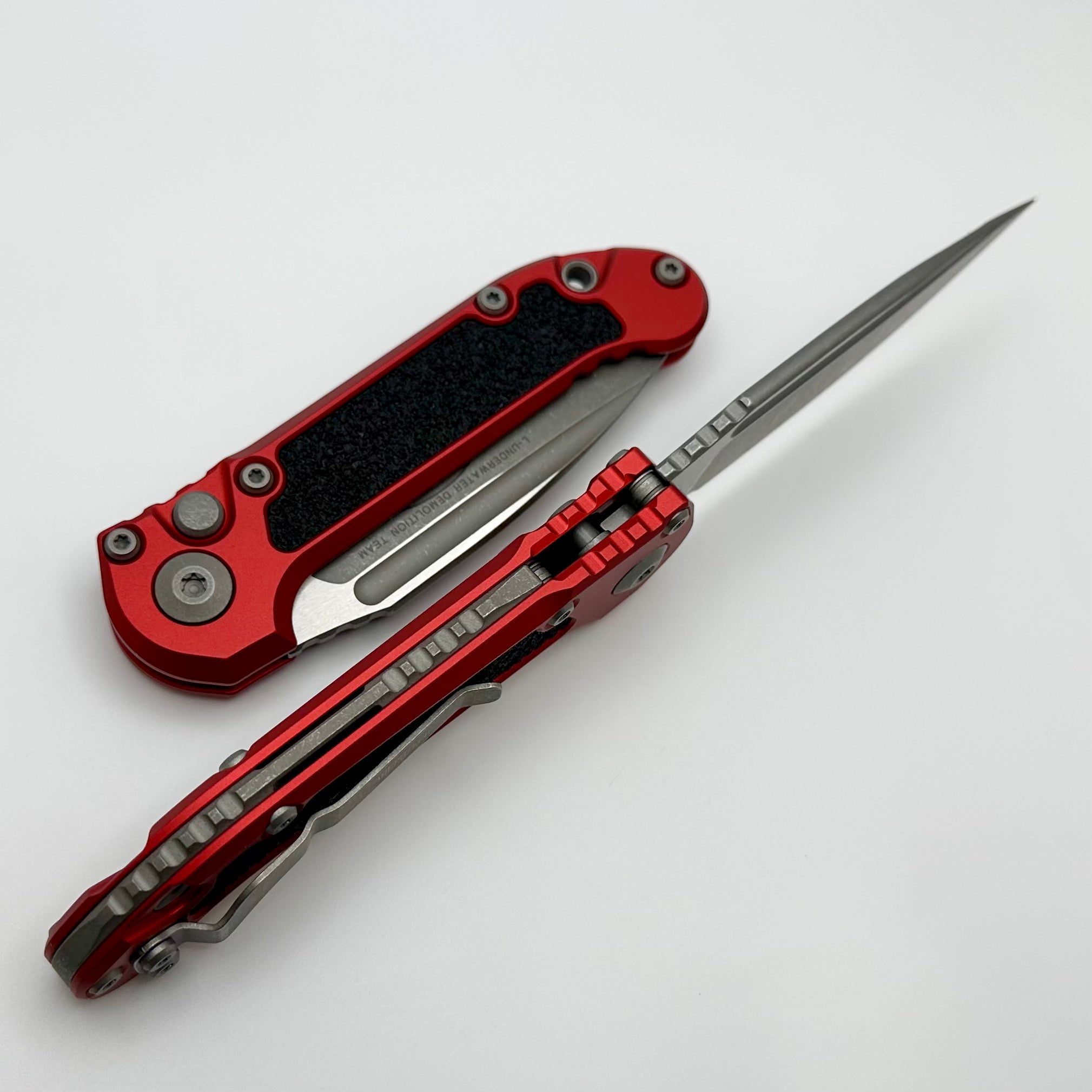 Premium Microtech LUDT Gen III Apocalyptic Drop Point Knife - Red Aluminum Handle