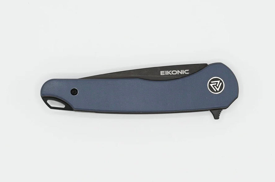 Eikonic Knives Dromas - Premium Steel Blue G-10 & Black D2 Everyday Carry Flipper