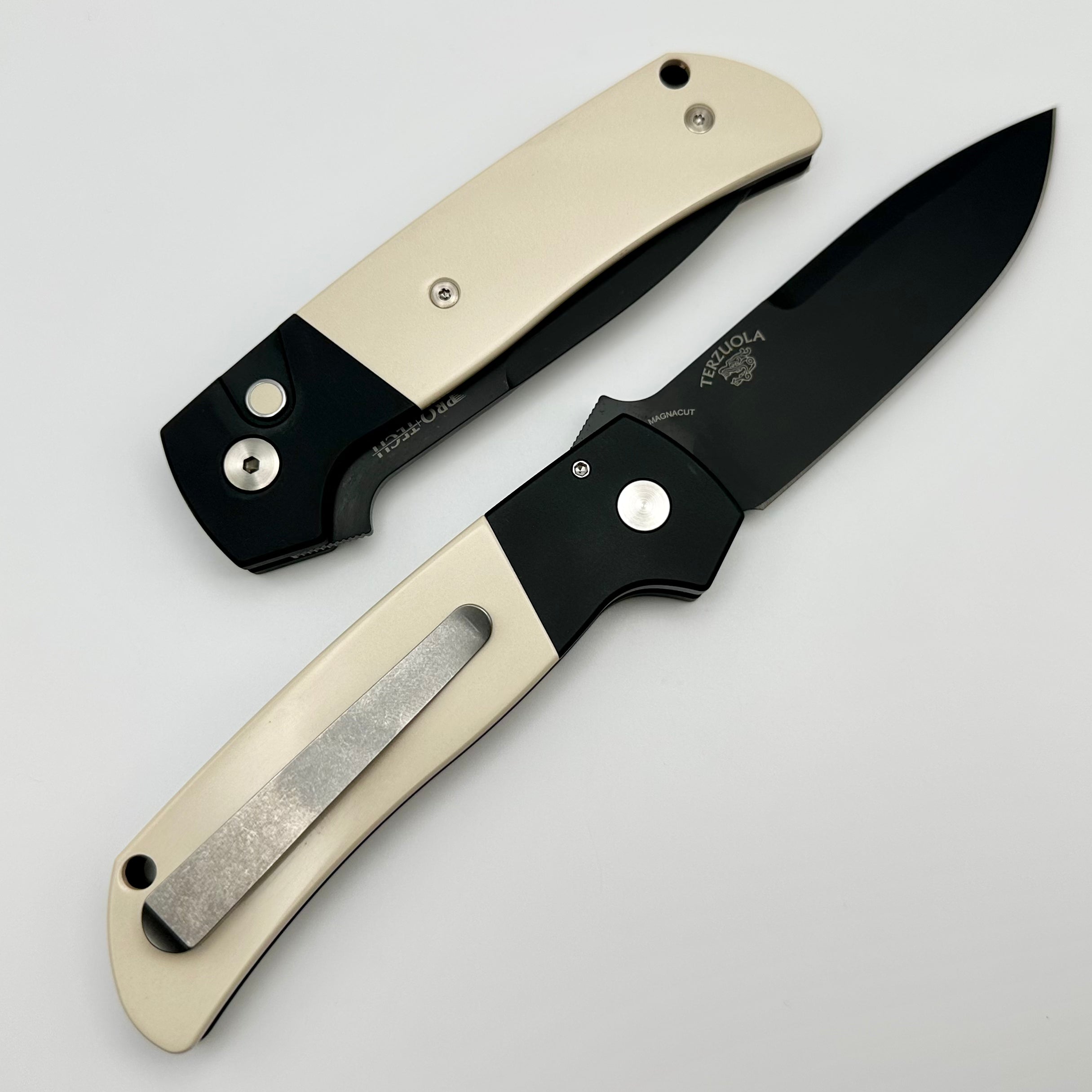 Pro-Tech Terzuola ATCF Tactical Knife - Premium Black Handle with Micarta Inlays & DLC MagnaCut Blade