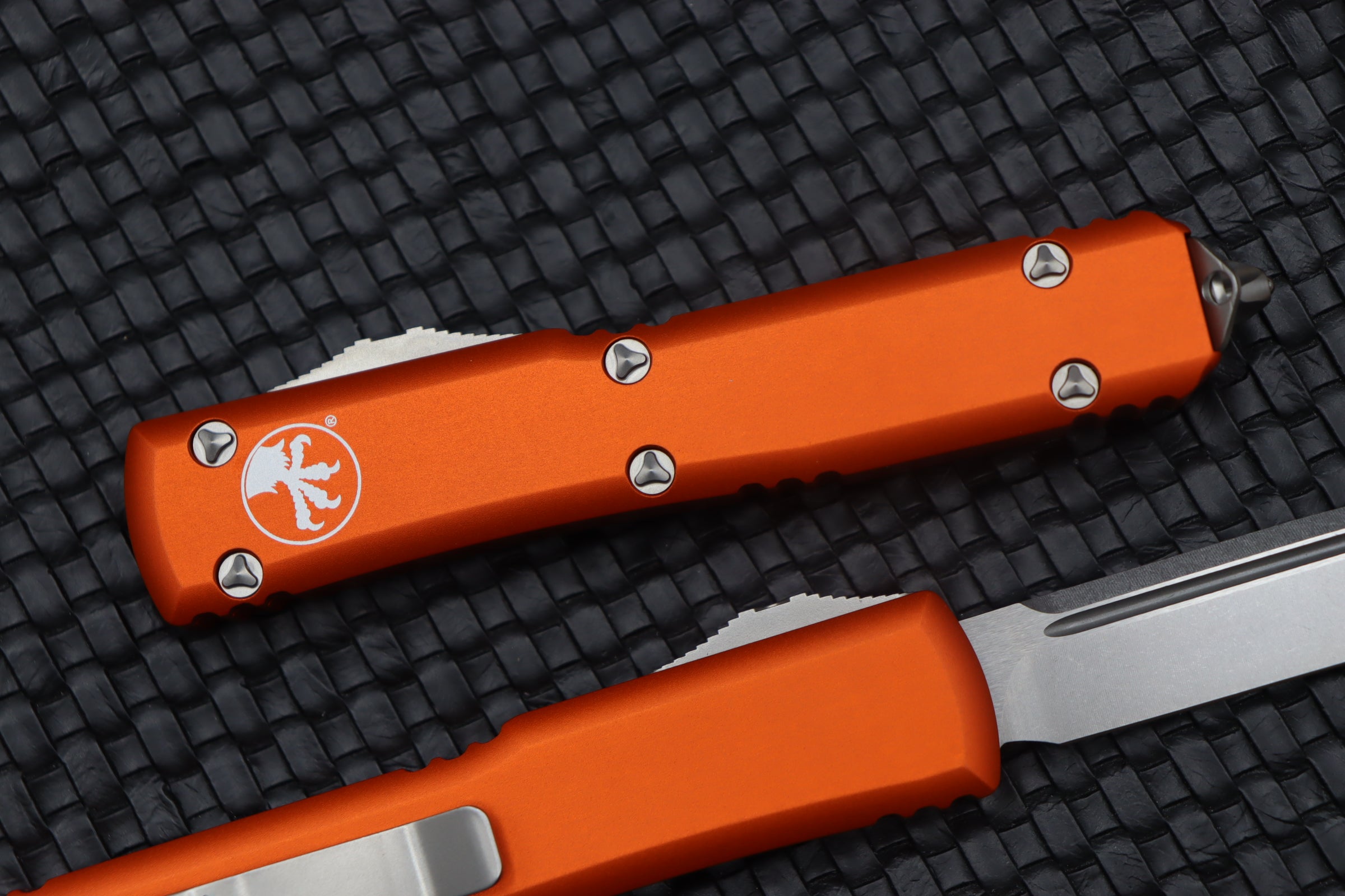 Premium Microtech Ultratech Orange Tactical Knife with Single Edge Stonewash Finish