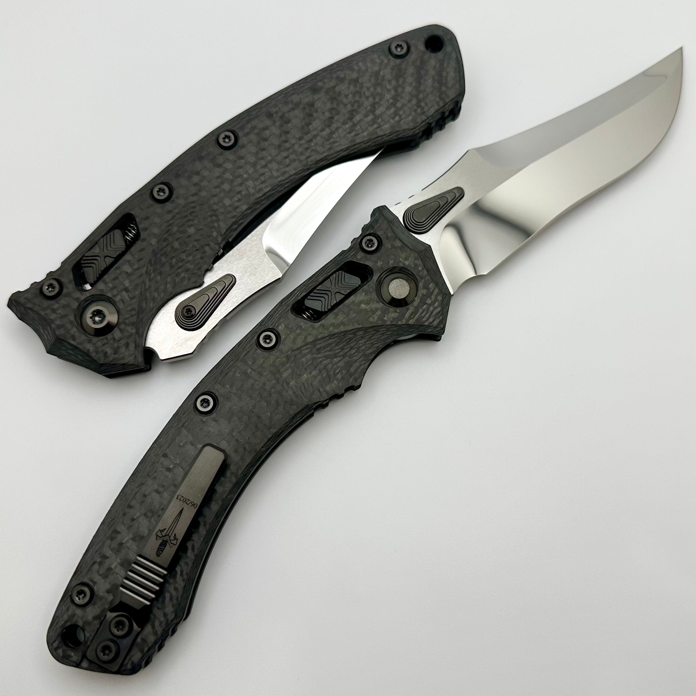 Marfione Custom Amphibian Persian RAM-LOK Knife - Premium M390 Mirror Polish Blade & Carbon Fiber Handles