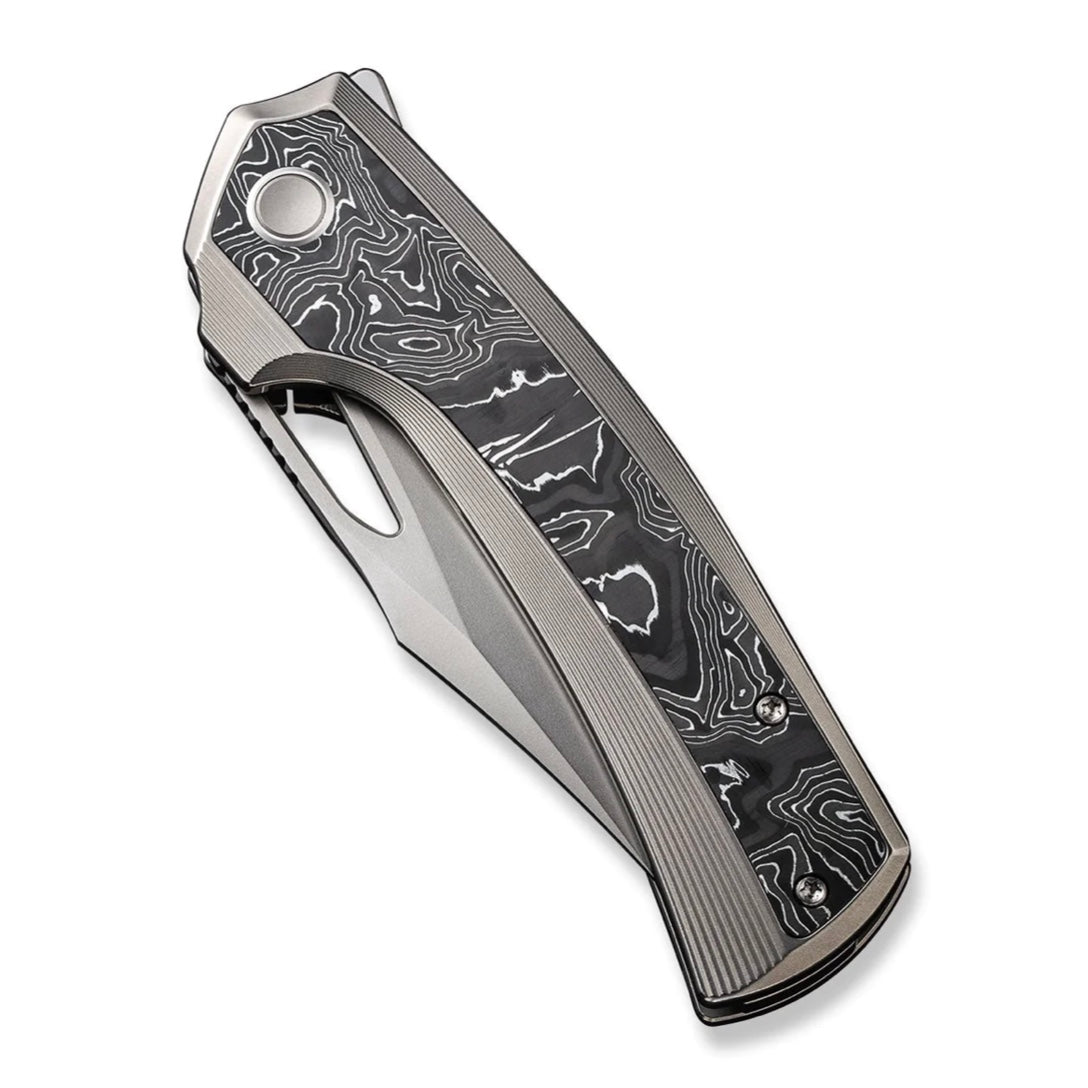 Premium WE Knife Nefaris Titanium - Limited Edition with Aluminum Foil Carbon Fiber & Polished Bead Blasted 20CV Blade