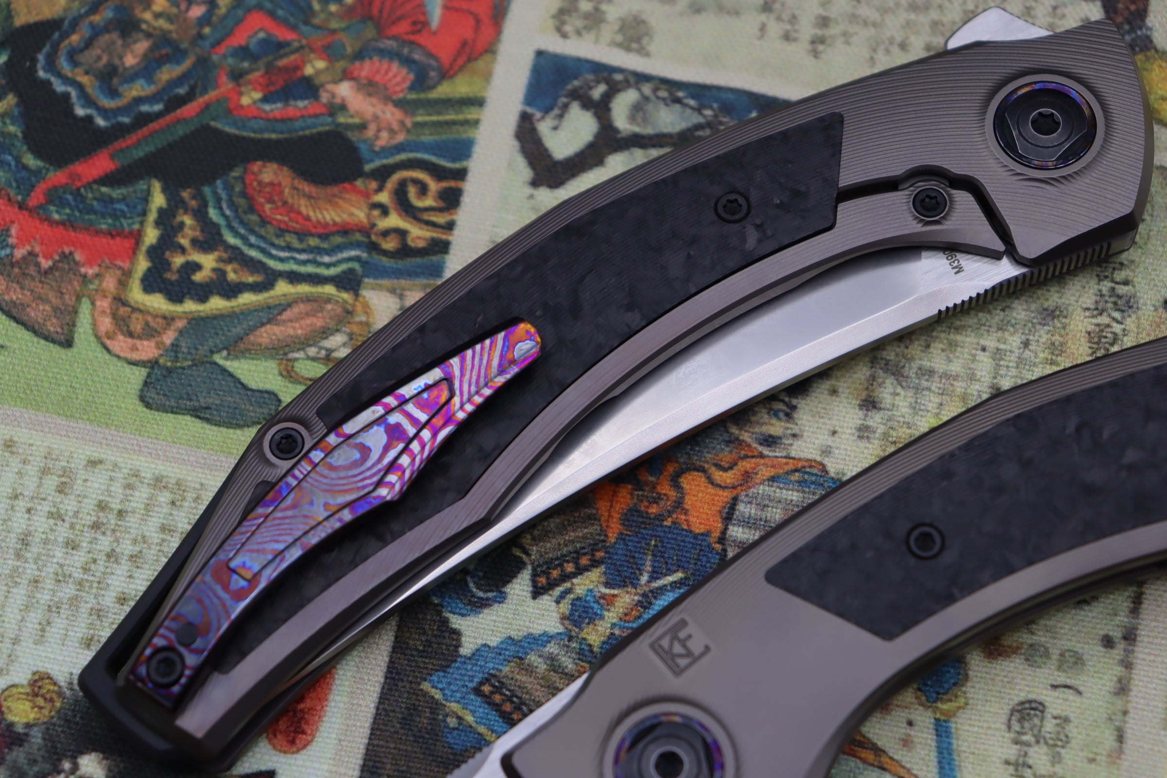 Premium Custom Knife Factory Ablya - Ultimate EDC with Bronze Titanium, Carbon Fiber & Zircuti