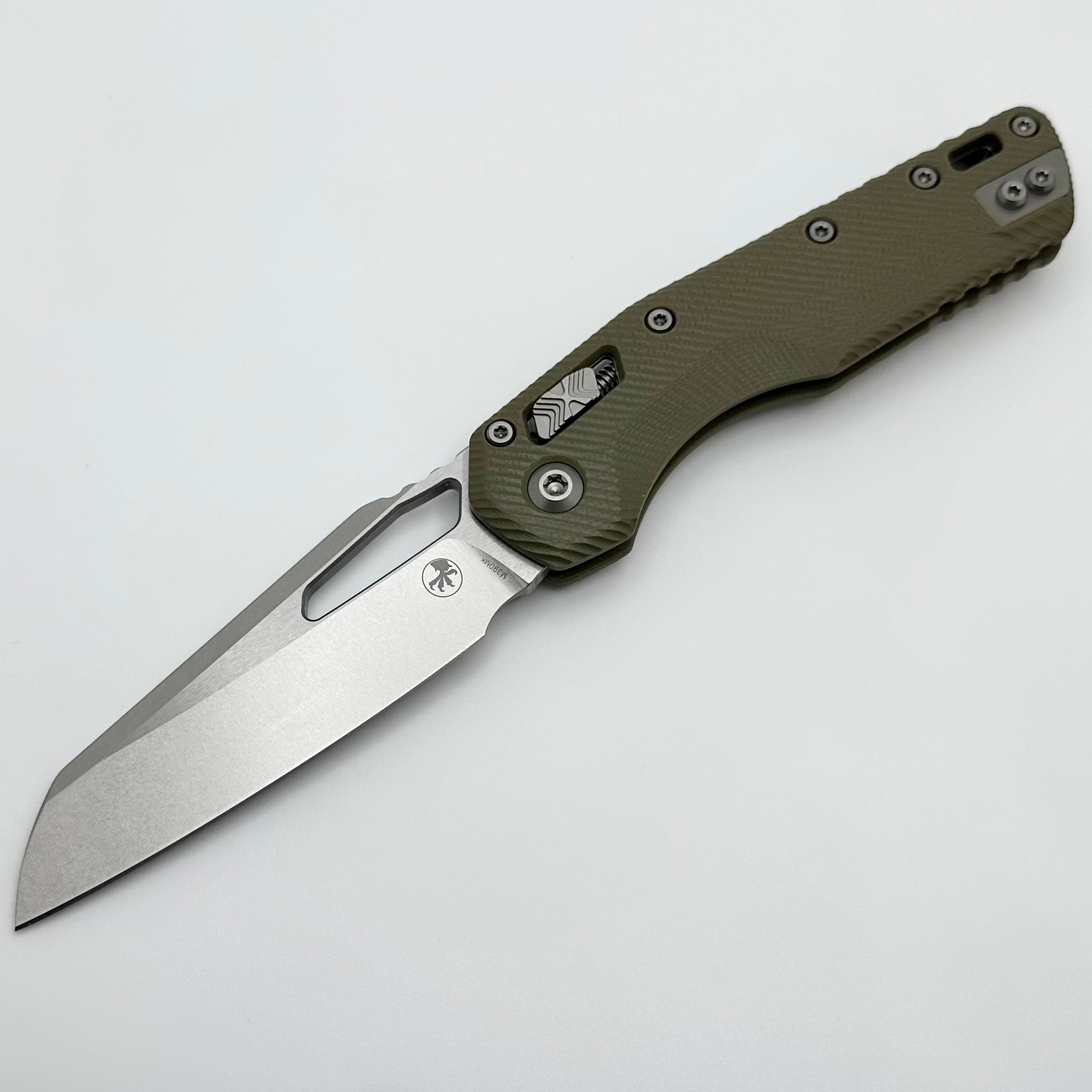 Premium Microtech MSI RAM LOK Folding Knife - OD Green Fluted G-10 & Stonewash M390MK