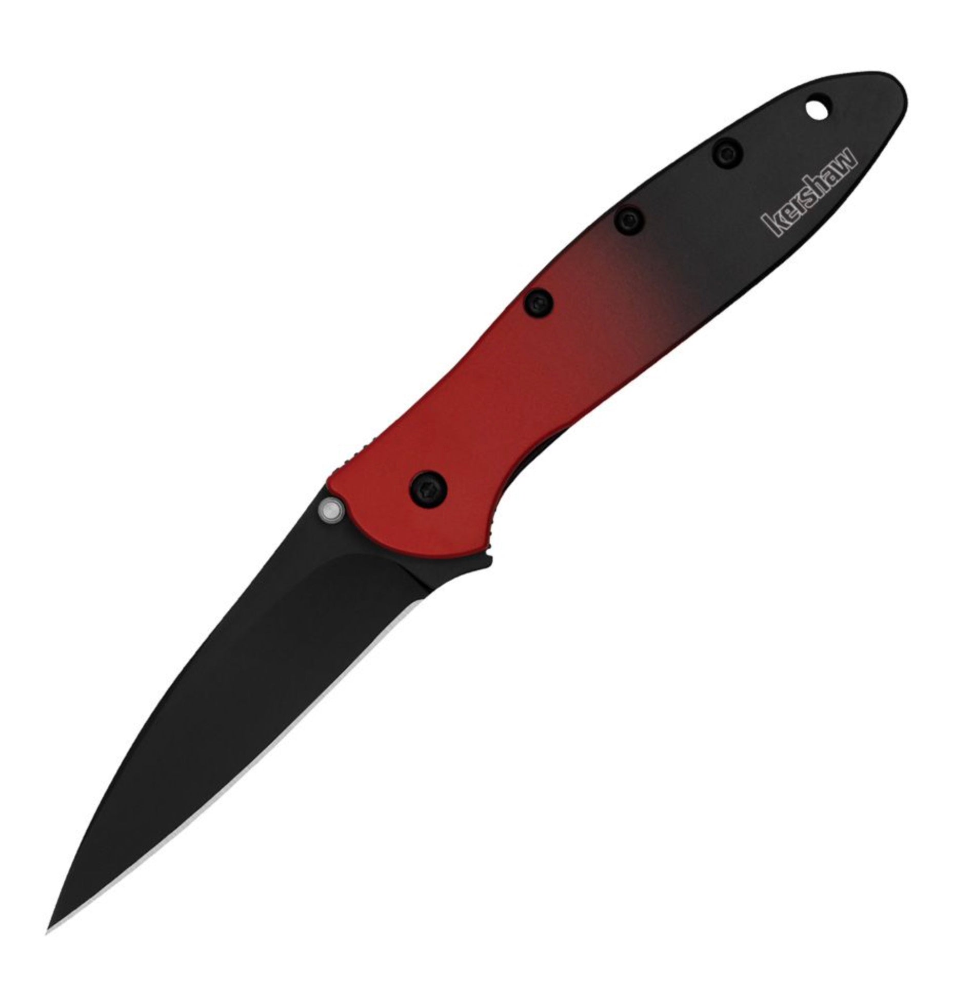 Kershaw Leek Ultimate EDC Knife - Black Oxide MagnaCut Blade & Red/Black Fade Aluminum Handles