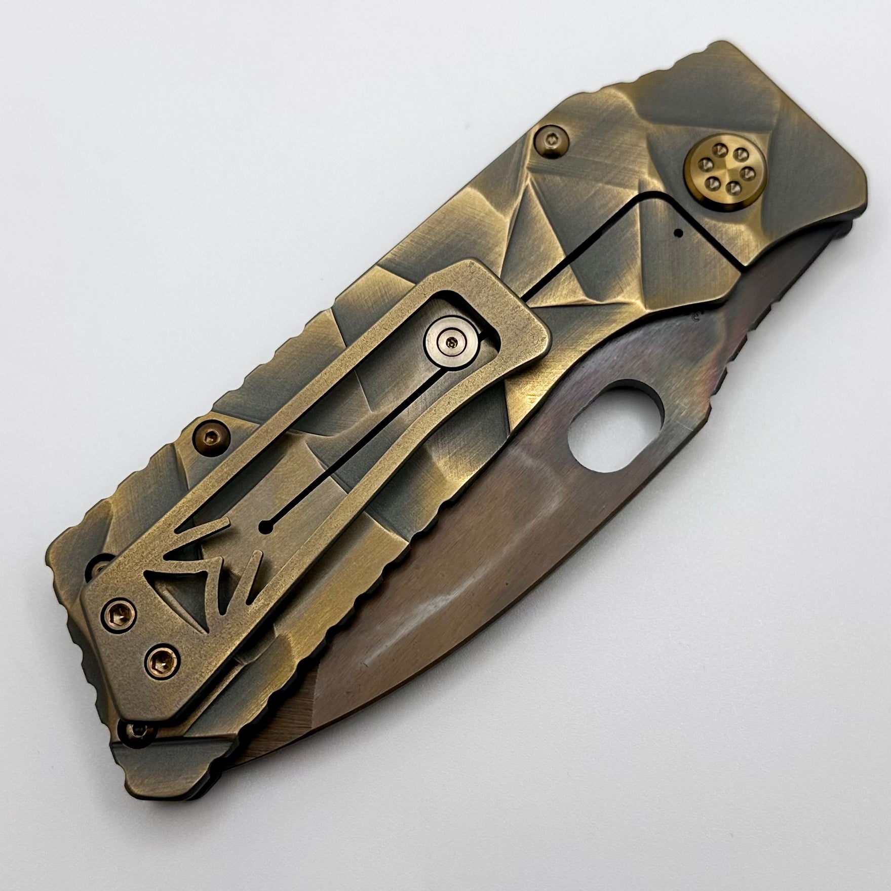 Medford TFF-1 S45VN Premium Folding Knife with Sculpted Glass Handles & Bronze Hardware