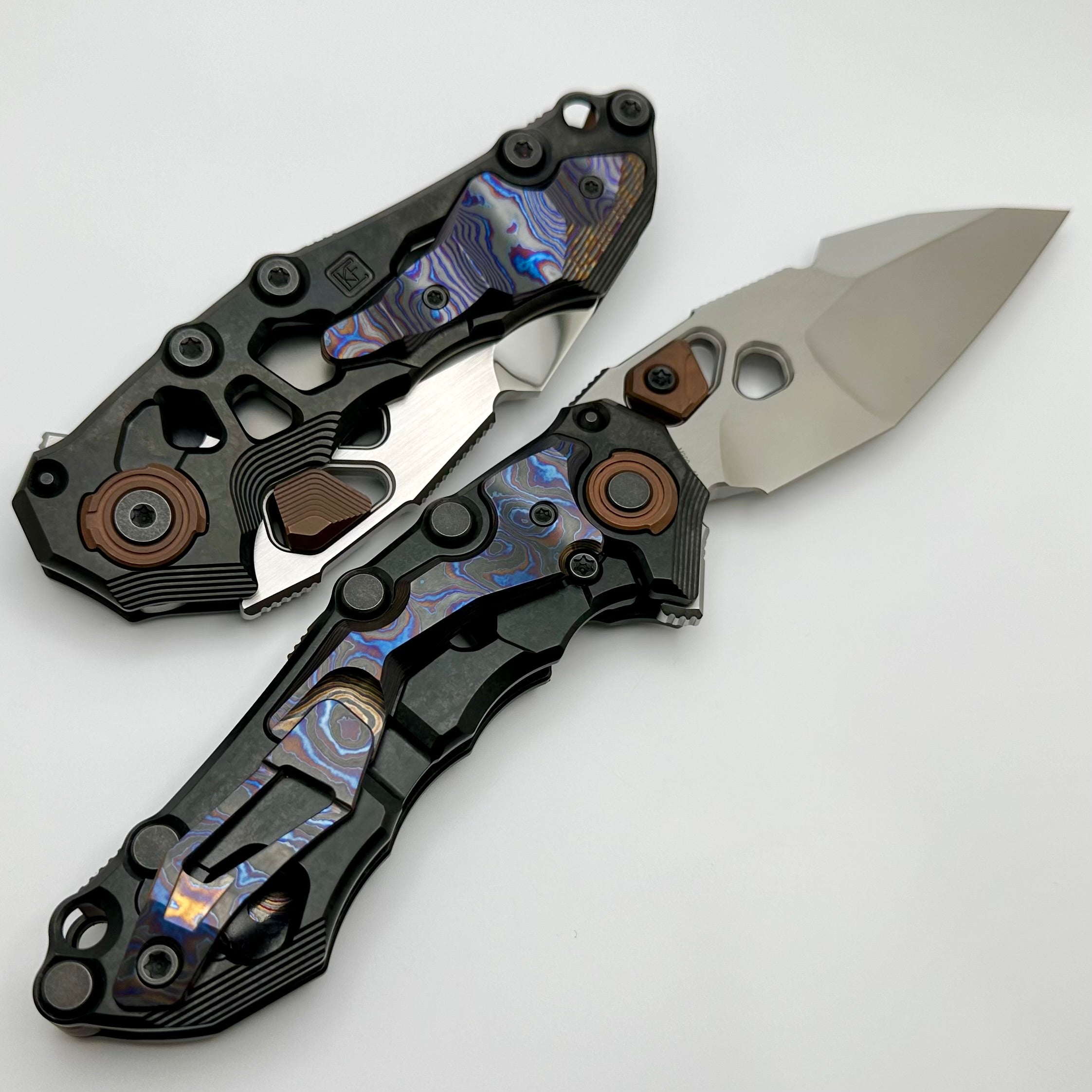 Premium CKF Traktor Crystal Ti/ZircuTi/Copper Folding Knife with Tri-Tone M390 Blade