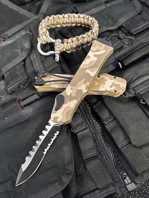 Heretic Hydra V3 Tan Camo Tactical Knife - MagnaCut Blade & Aluminum Handle