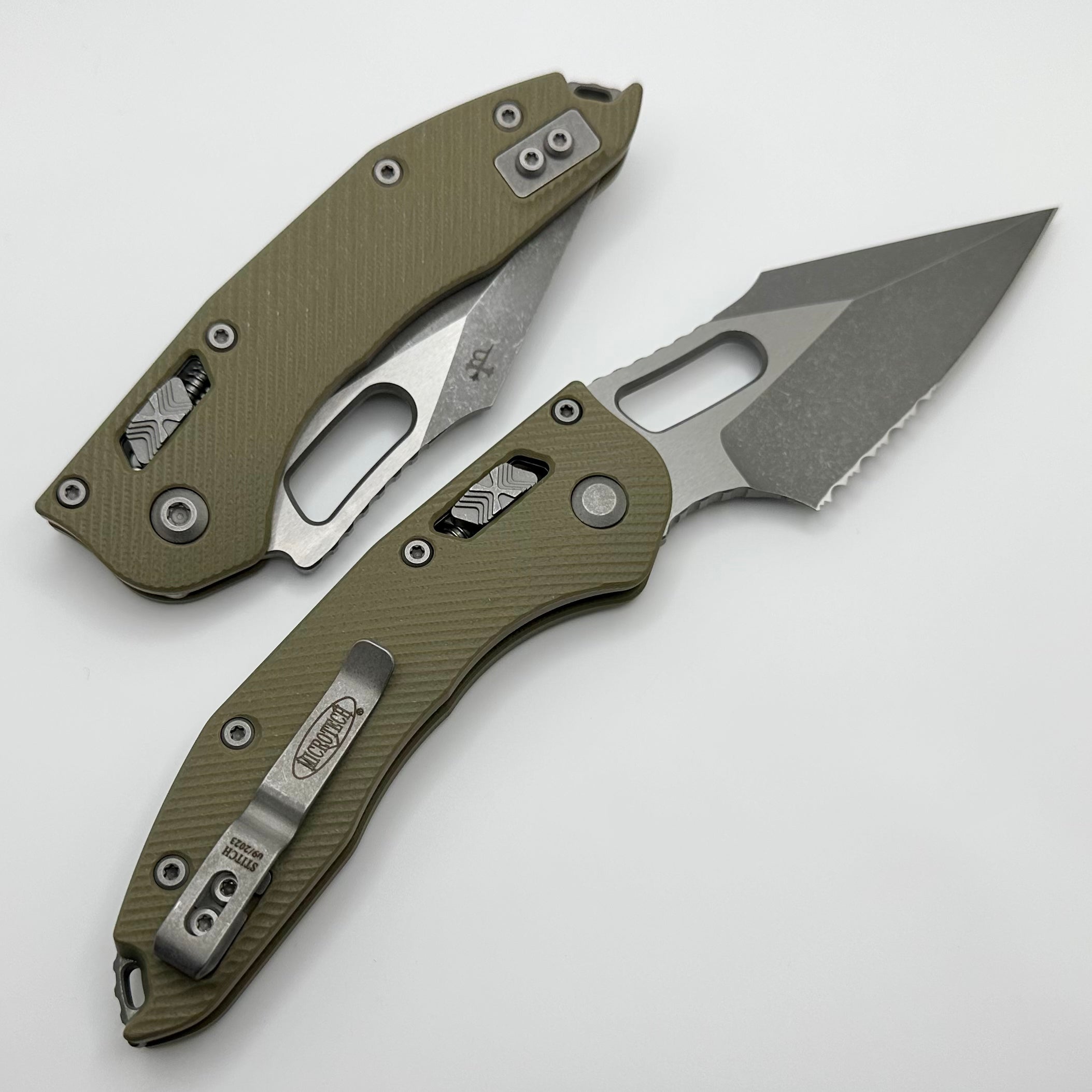 Microtech Stitch RAM LOK Tactical Folding Knife - Premium M390MK Blade, OD Green G-10 Handle